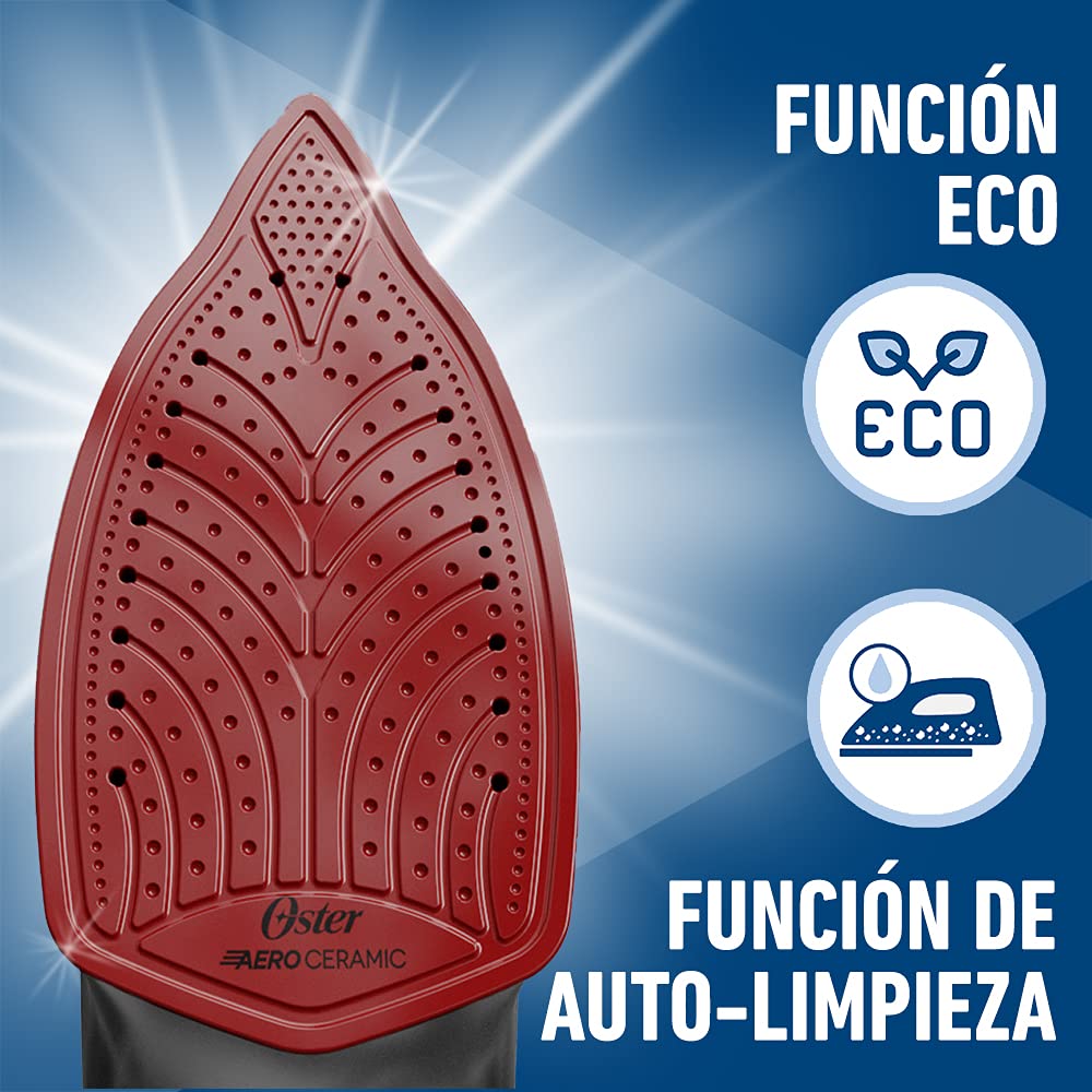 Plancha de Vapor Oster roja con Tecnología Aerocerámica GCSTAC6951