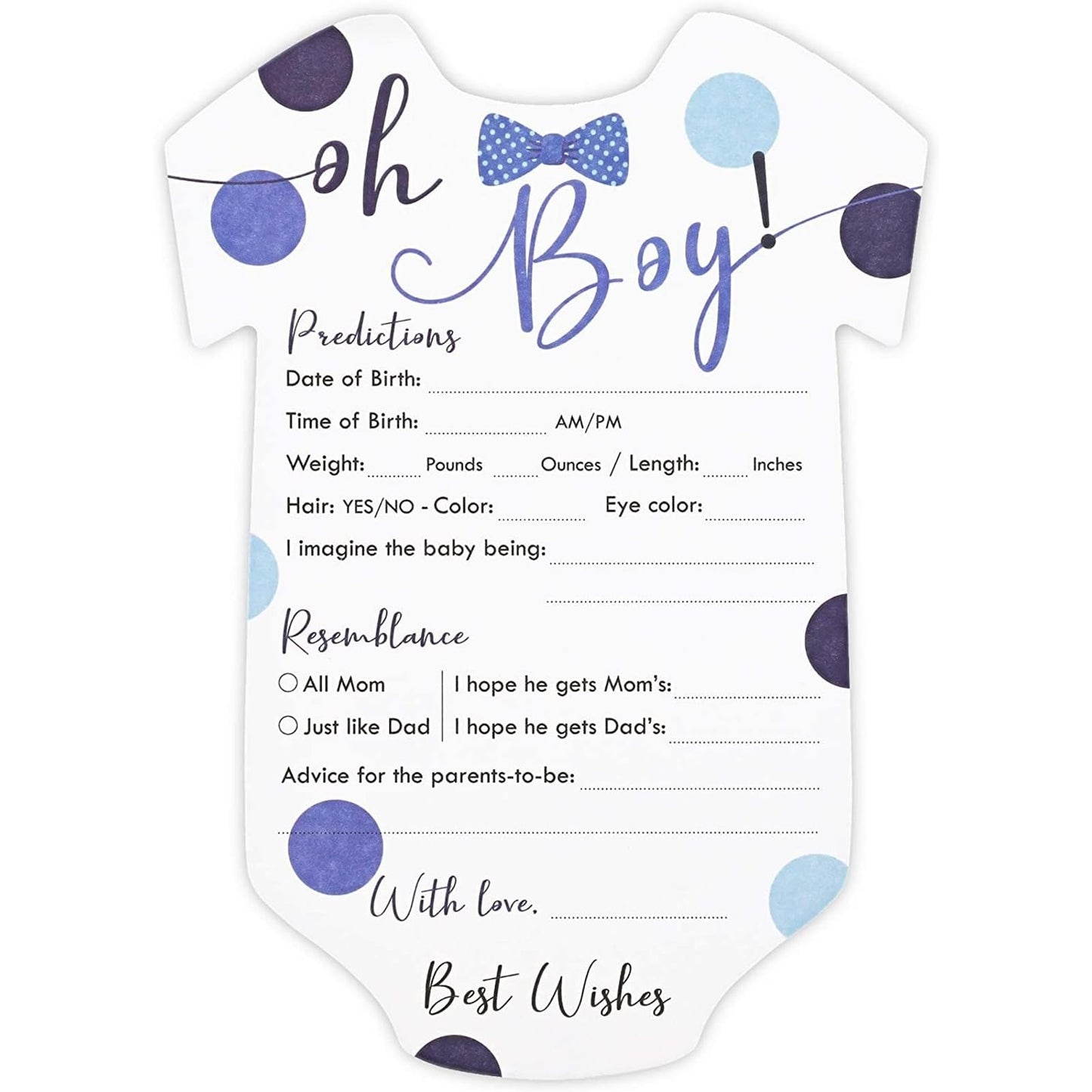 Baby Shower Predictions and Advice Cards, (5 x 7 In, 50-Pack)