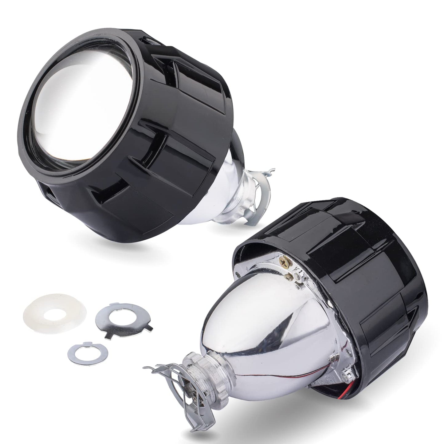 Lente de Proyector Bixenón YUFANYA 2.5 Pulgadas Negro con Haz Alto y Bajo para Coche