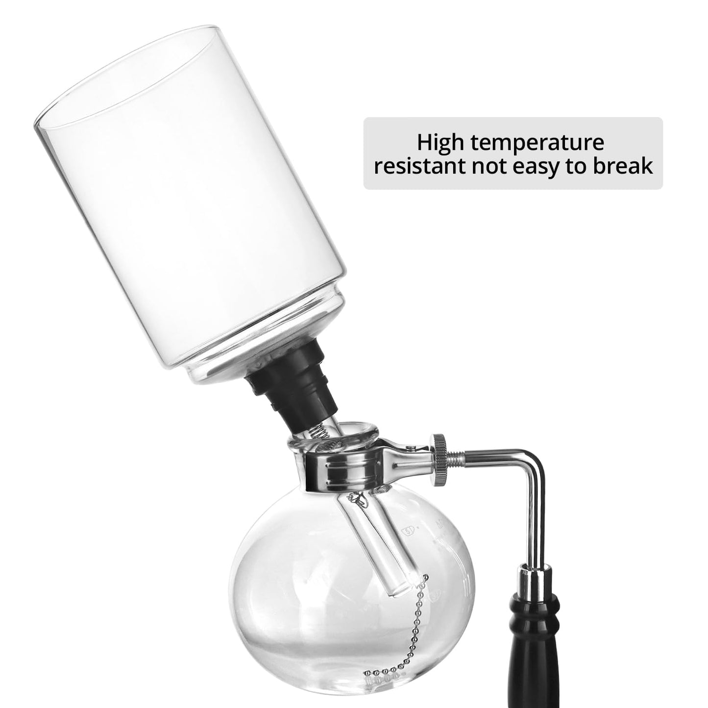 Cafetera de Sifón QWORK Borosilicato Transparente con Abrazadera Regulable