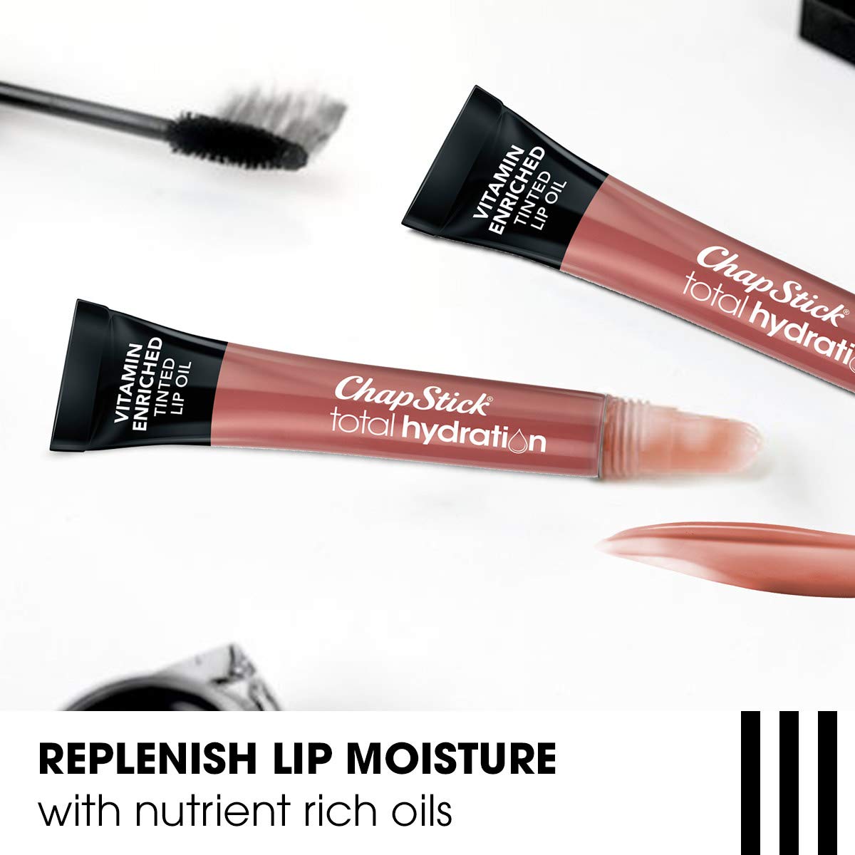 ChapStick Total Hydration Vitamin Enriched Tinted Lip Oil (Blushed Bronze, 1 Tube), Vitamin C, Vitamin E, Contains Omega 3 6 9, 0.24 Ounce