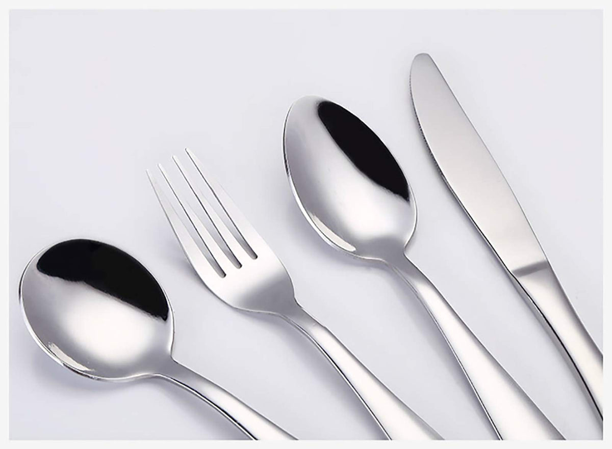 VANRA Juego de cubiertos para niños de 4 piezas de acero inoxidable 18/10, juego de vajilla para niños, juego de cubiertos plateados, utensilios de cena para niños pequeños (acabado cromado) (1 tenedor + 2 cucharas + 1 cuchillo)