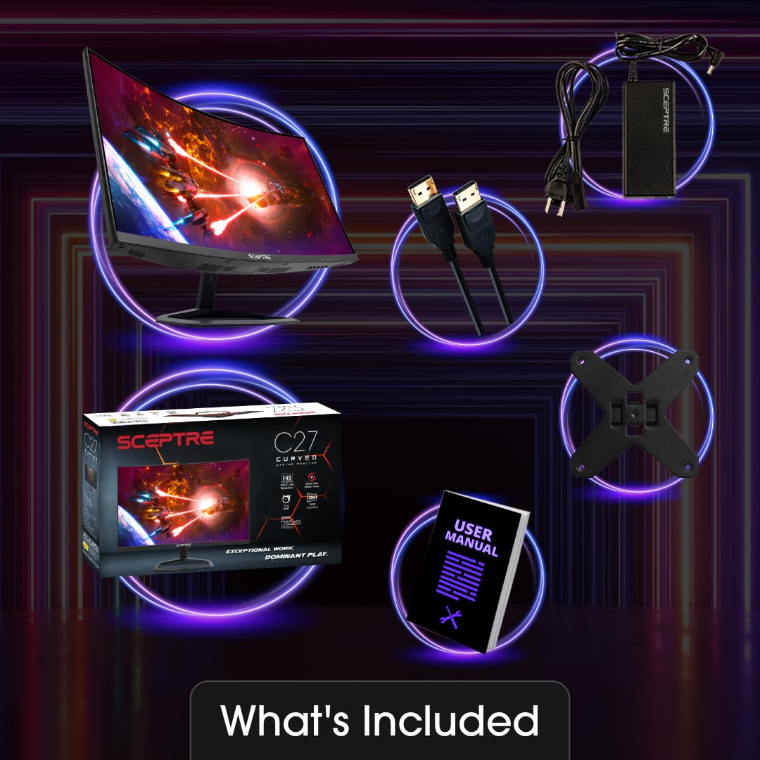 Monitor Curvo Gaming Sceptre 27 Pulgadas Negro con Frecuencia de Actualización de 240Hz y Altavoces Integrados 2023