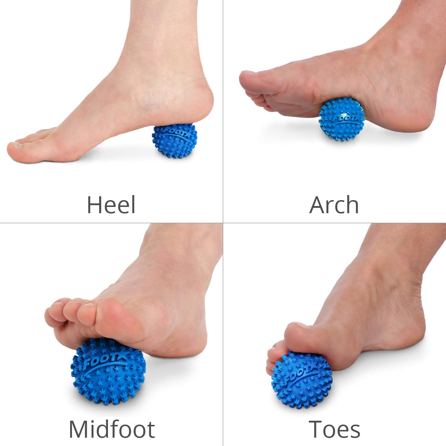Foot Star Bolas de Masaje Para Pies (Azul Paquetes de 2), Masajeador de Pies y Rodillo de Fascitis Plantar, Bolas Para Aliviar el Estrés del Pie