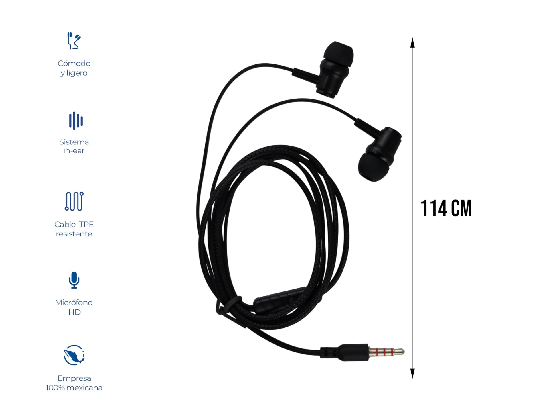 CONTROL EXPERT Audífonos Alámbricos Manos Libres 3.5mm Micrófono (Negro)