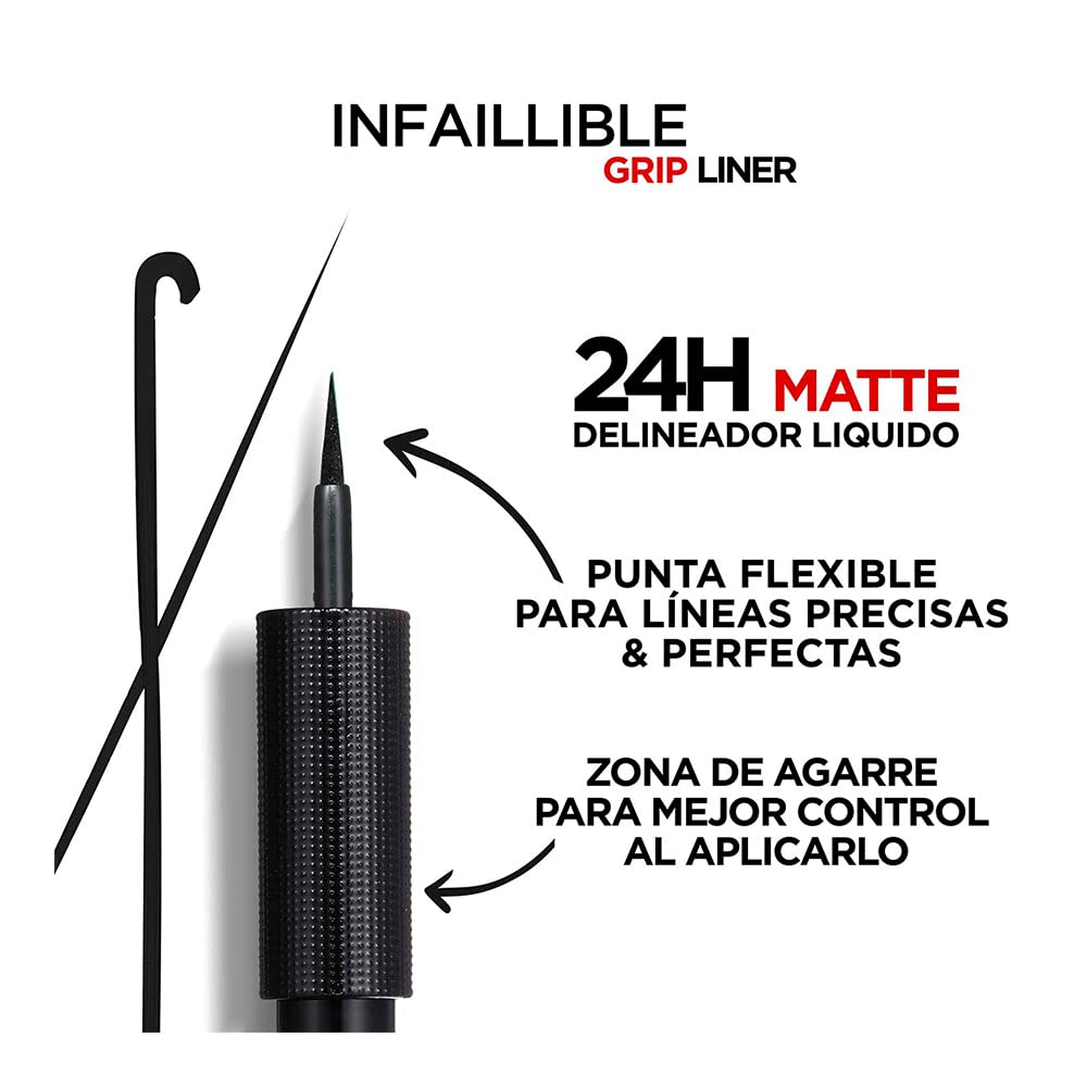 L'OREAL PARIS Delineador de Ojos, Infallible Liquid Matte, 01 Ink