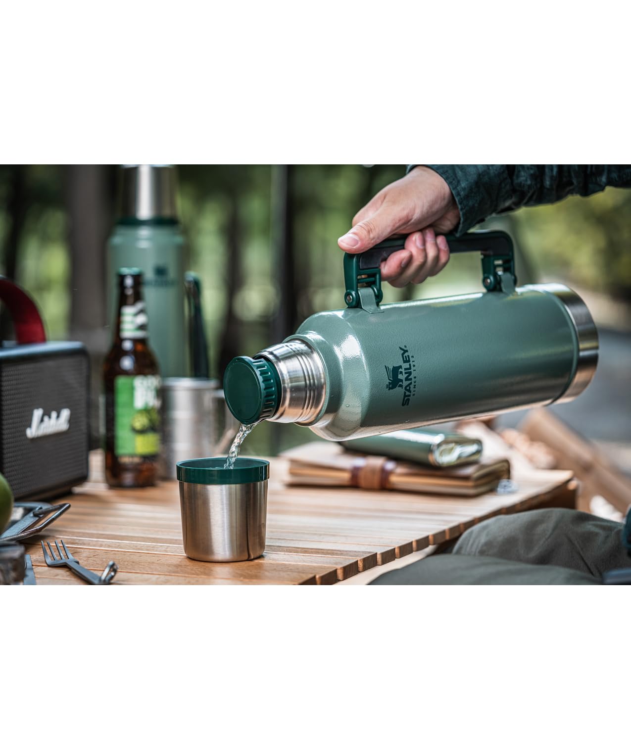 Botella Aislada Stanley Plateada Termo de Acero Inoxidable para Bebidas Frías y Calientes