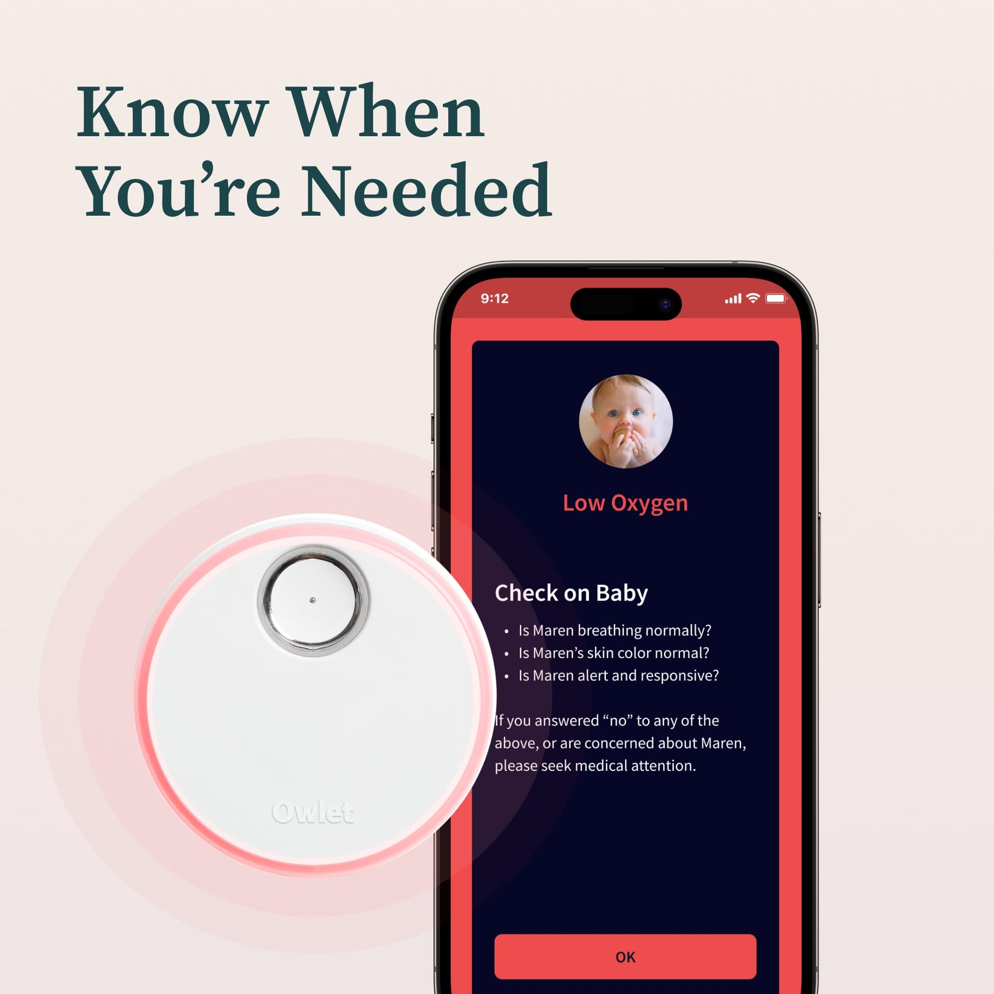 Monitor Inteligente Owlet Dream Duo Blanco Traqueo de Pulso y Oxígeno con Video WiFi HD para Bebé