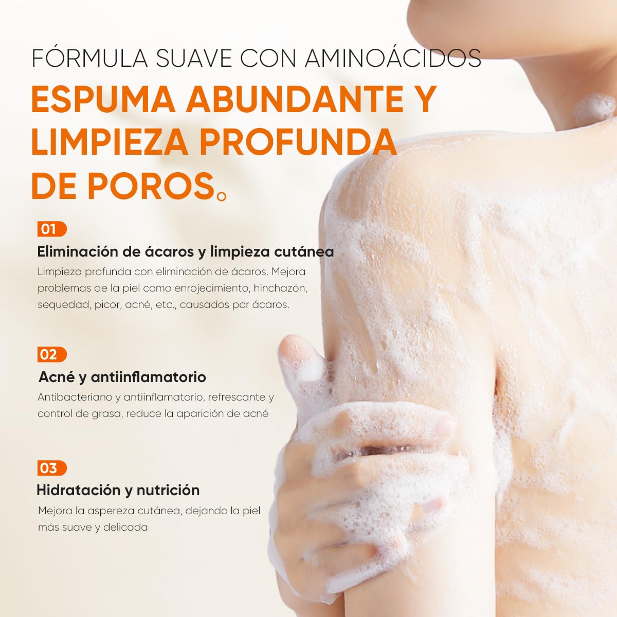 QUARXERY Gel de ducha antiácaros body wash - Eliminación profunda de ácaros y acné, limpieza suave para piel grasa-250ml