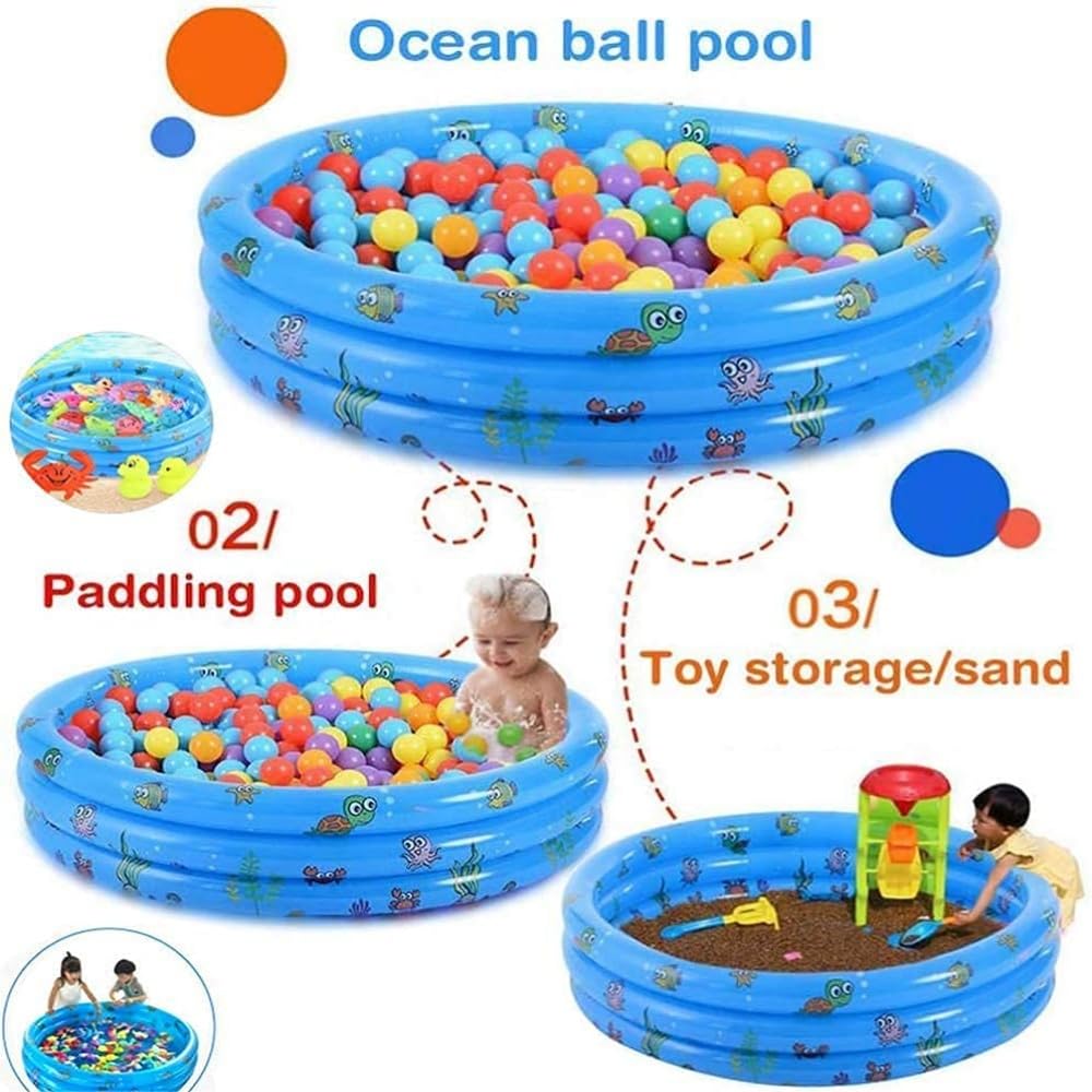 ANNTHOR Alberca Inflable para Niños, Mini Alberca Inflable para Niños, Albercas Inflables para Niños 3 Niveles, Piscina Hinchable Familiar En El Patio Trasero, 130x40cm