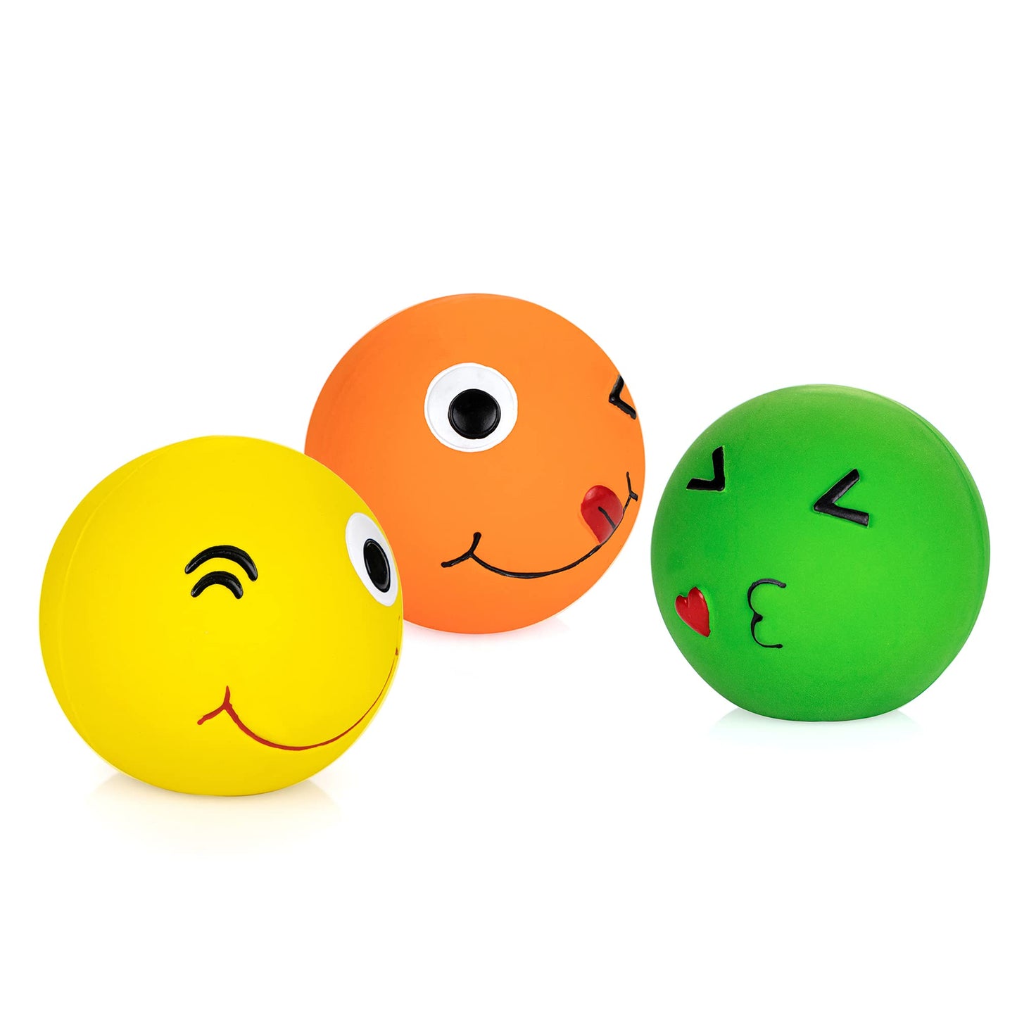 Chiwava 3 Paquetes 2,8 Pulgadas Juguete de látex para Perro chillón Bolas de Cara Sonriente Juego Interactivo de búsqueda para Perros pequeños y medianos