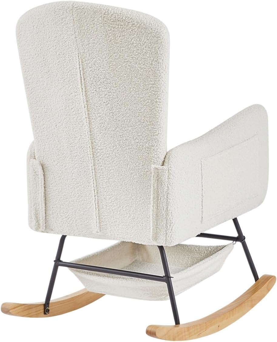 hansones mecedora de guardería, moderna silla mecedora, tapizada para guardería para bebé, mecedora de interior para sala de estar, recámara, guardería (beige) (22 beige)