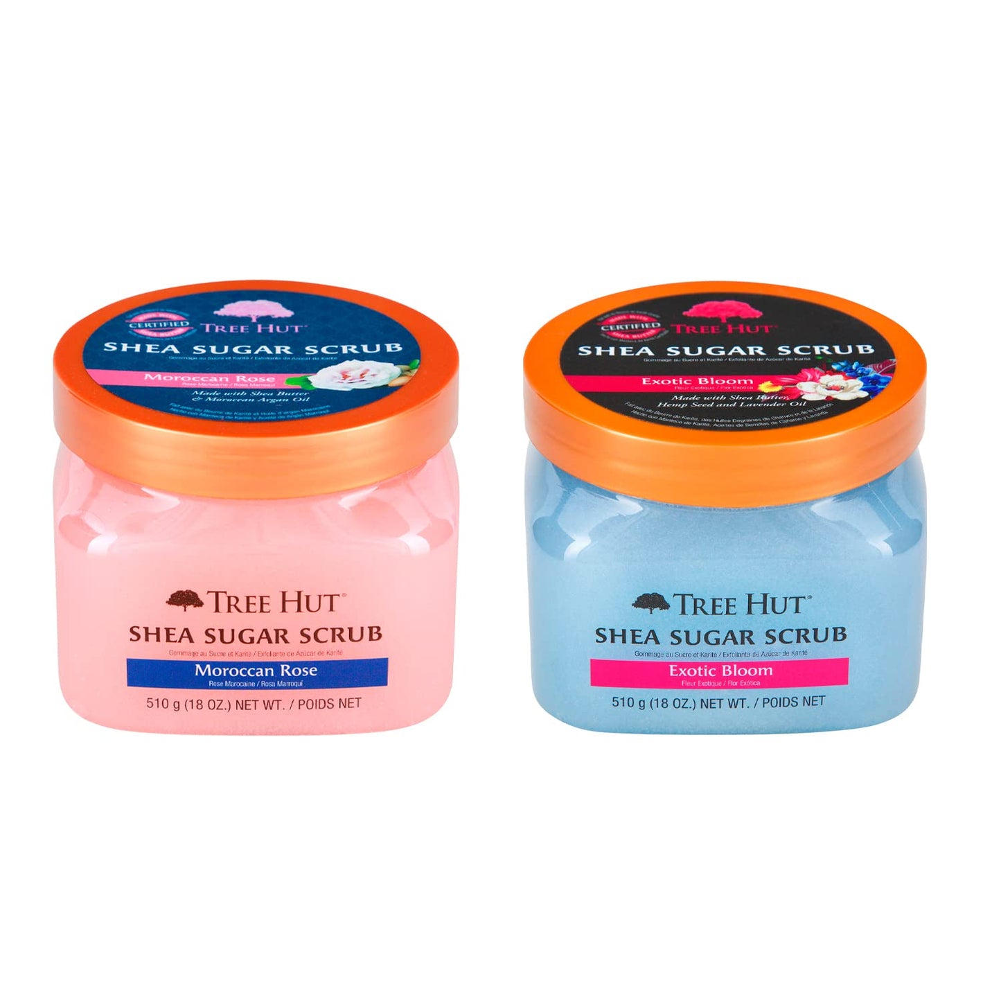 Set Exfoliantes Corporales Tree Hut Rosa Marroquí y Exotic Bloom