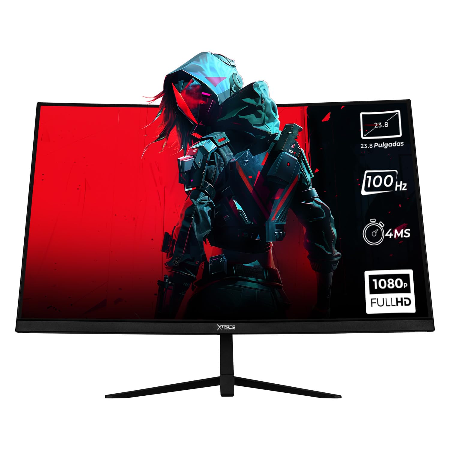 Monitor Gamer Xtreme PC Gaming Negro Clarity Curvo 23.8" 4ms 100Hz FHD VA HDMI