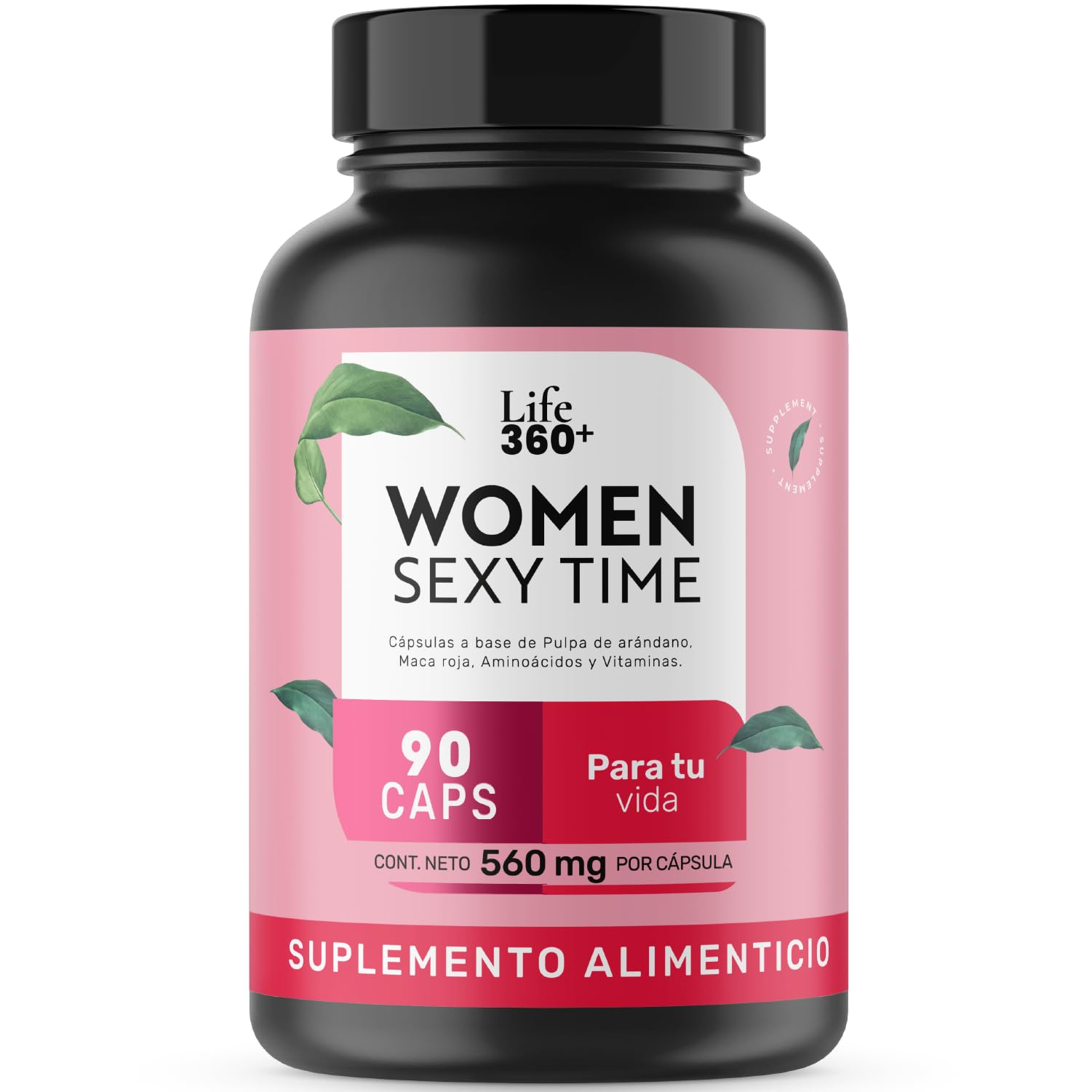 LIFE 360+ Women Sexy Time | 90 Cápsulas | Maca Roja, L-Tirosina, Vitaminas, Pulpa de Arándano, | Suplemento Alimenticio Maca Roja| 90 Cápsulas | Explora nuevas sensaciones | 45 porciones