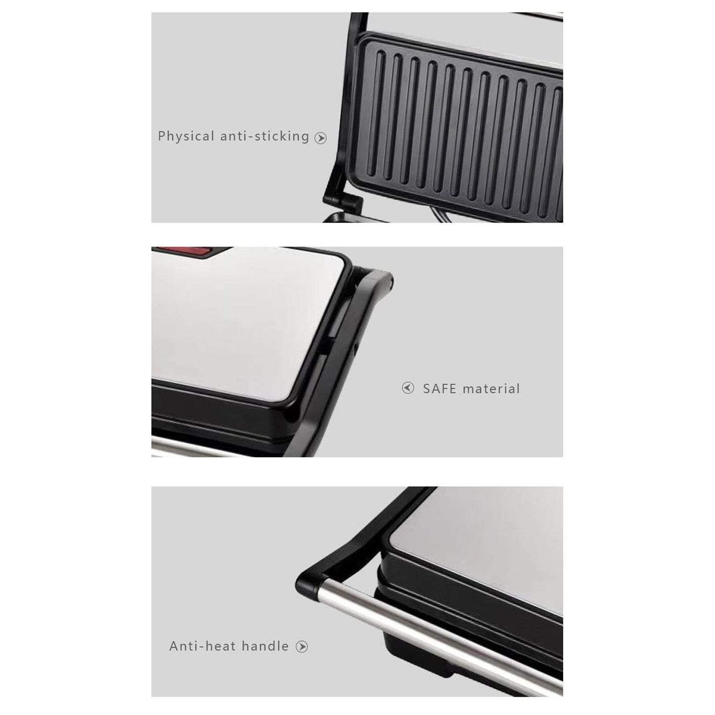 Atyhao Panini Press Grill, EE. UU. 110 V Sandwicheras para Interiores Antiadherente Calentador de Pan de Doble Cara, Cocina Eléctrica Desayuno Parrilla Versátil Olla