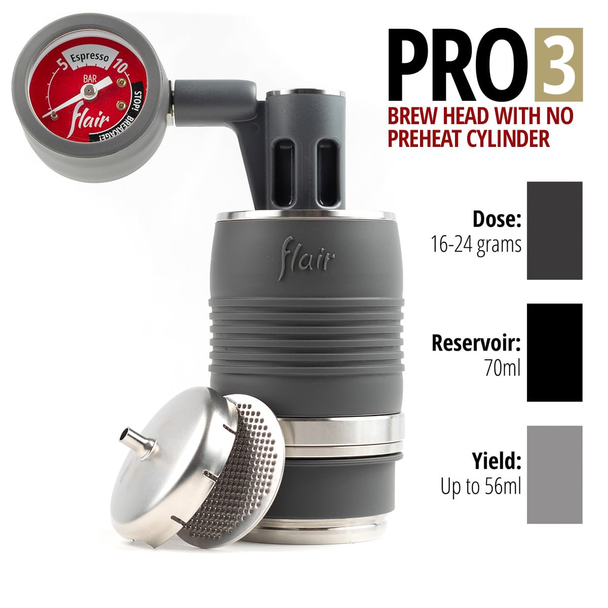 Máquina de Café Espresso PRO 3 Flair negro con Palanca Manual y Manómetro