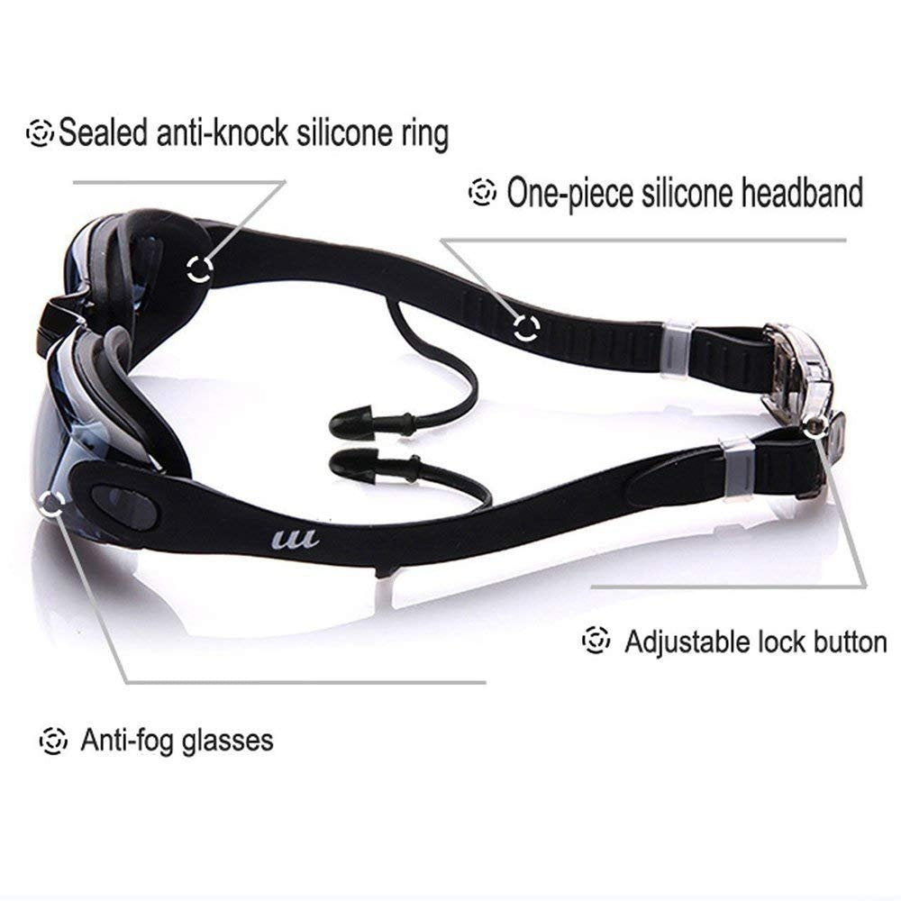 Gafas de Natación NEWKIBOU Negro Resistente al Agua Antiniebla UV para Adultos y Niños