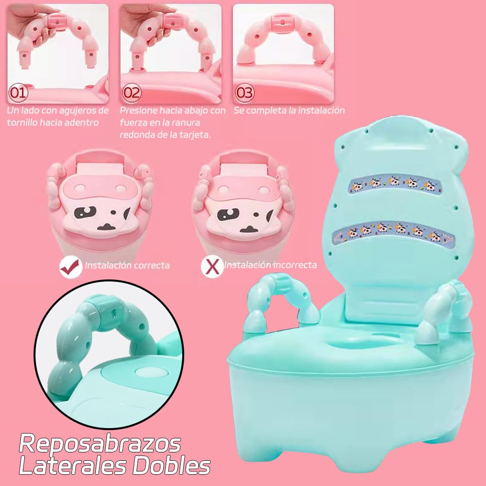 Fishlead Baño Entrenador Niño, Bañito Entrenador para Bebés con Asiento Acojinado, Inodoro de Entrenamiento, Bacinica para Bebés de Etapa de Desarrollo en Adelante, con Bacinica Extraíble