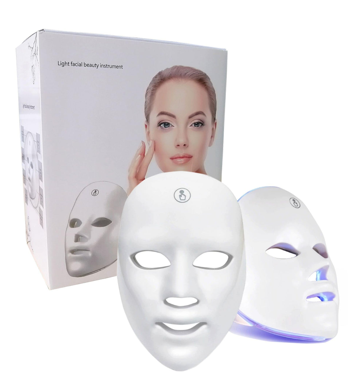 Jooley - Máscara facial LED para terapia de luz, 7 colores LED, portátil y recargable, 1 unidad, rojo y blanco
