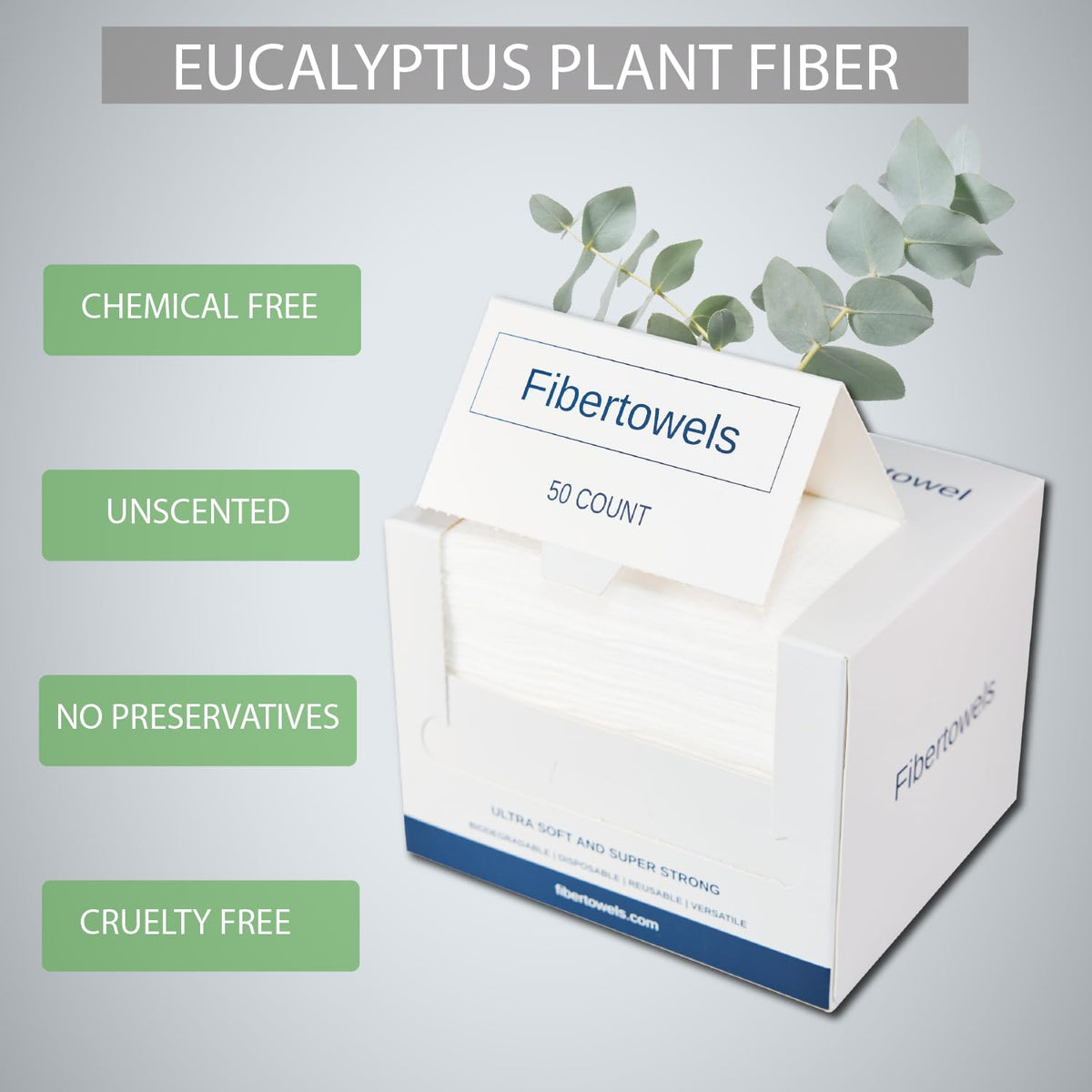 FIBERTOWELS Toallitas Faciales Desechables, Ultrasuaves Y Súper Resistentes, Biodegradables Y Reutilizables, Toallitas Desmaquillantes, Toalla Limpia Desechable, 10 X 12", Nuevo Paquete Doble de 100 U