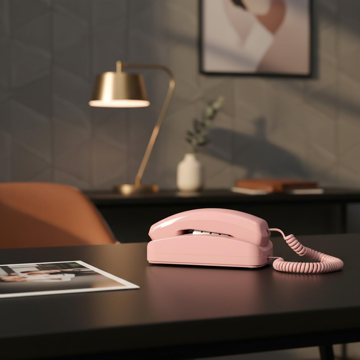 iSoHo Phones iSoHo Trimline Phone - Phones For Seniors - Phone for Hearing impaired - Ladies Pink - Retro Novelty Telephone - An Improved Version of The Princess Phones in 1965 - Style Big Button