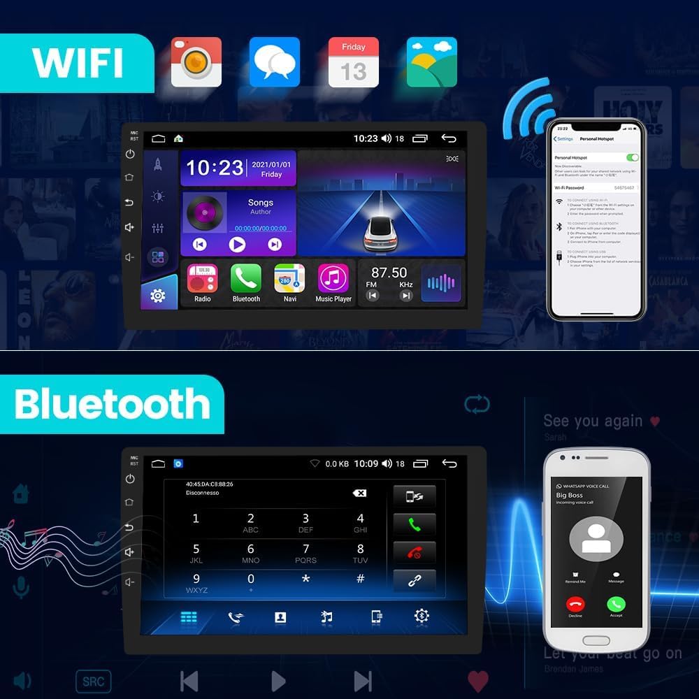 Radio de coche Android 13 compatible con Ford Escape 2013-2016 con cámara inversa, visualización táctil de 9 pulgadas con GPS/FM/WiFi/cámara inversa, compatible con SWC Wireless CarPlay Android Auto