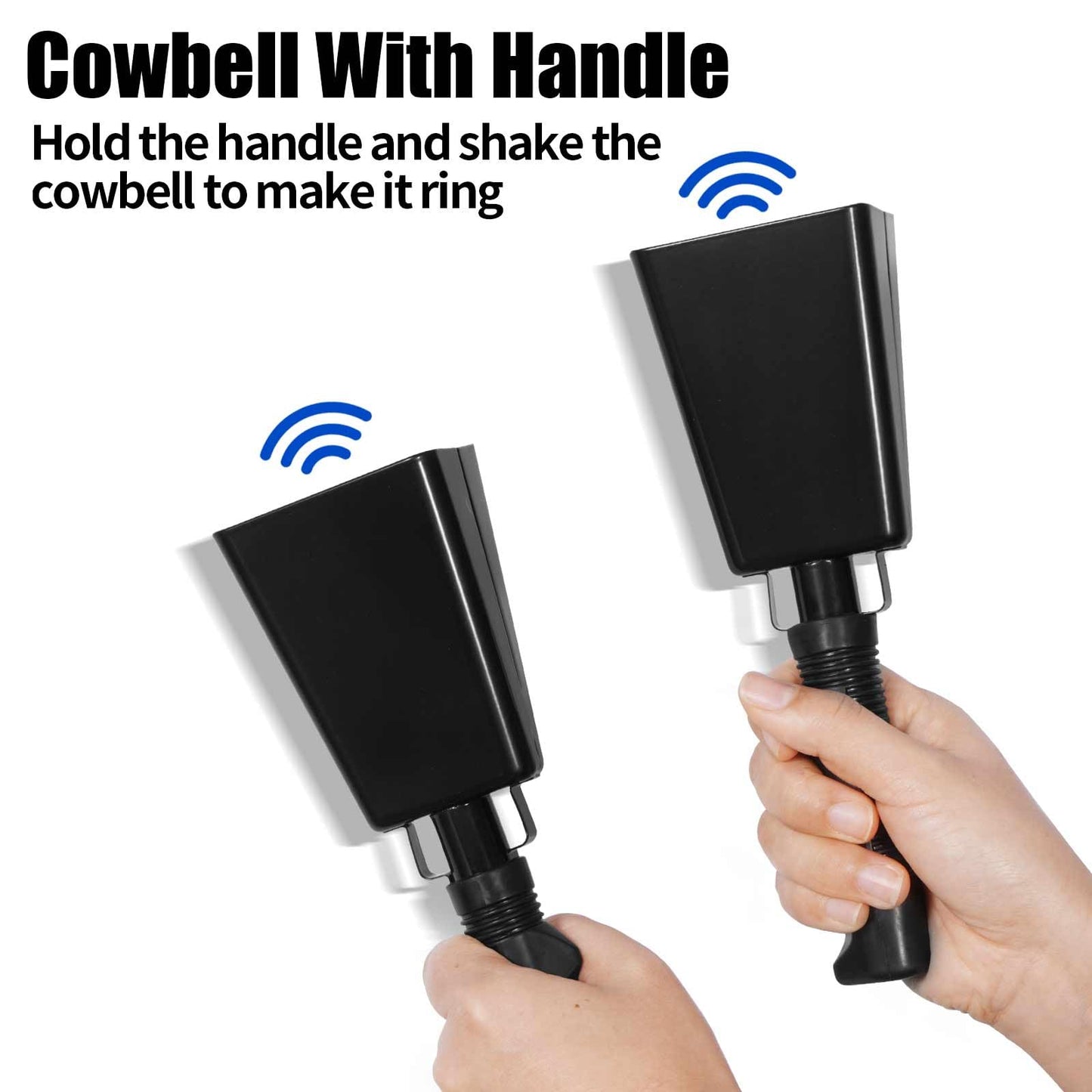 Cowbells - Campana de vaca de acero de 8 pulgadas con asa, campanilla de mano para eventos deportivos, juegos de fútbol, fiesta, granja, mano