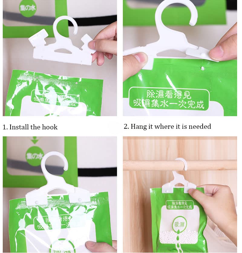 Bolsa desecante higroscópica, antimoho higroscópico, desodorizante, a prueba de humedad, bolsa colgante desecante, uso para cocina, baño, clóset, proceso de deshumidificación podría ser testigo (5 unidades)