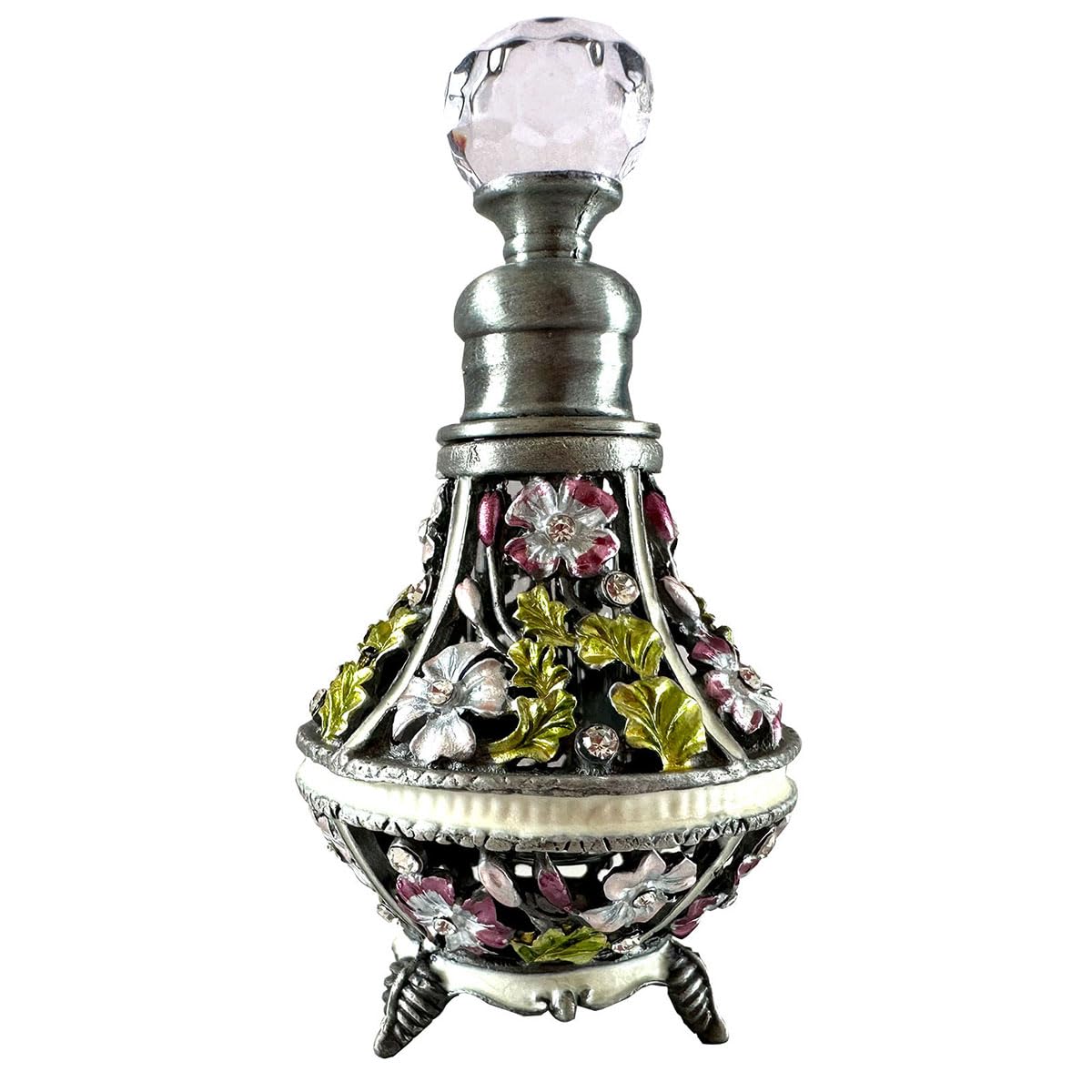 JFYSJ Fancy - Botella de perfume de vidrio vacía recargable, con tapa de flores esmeriladas retro