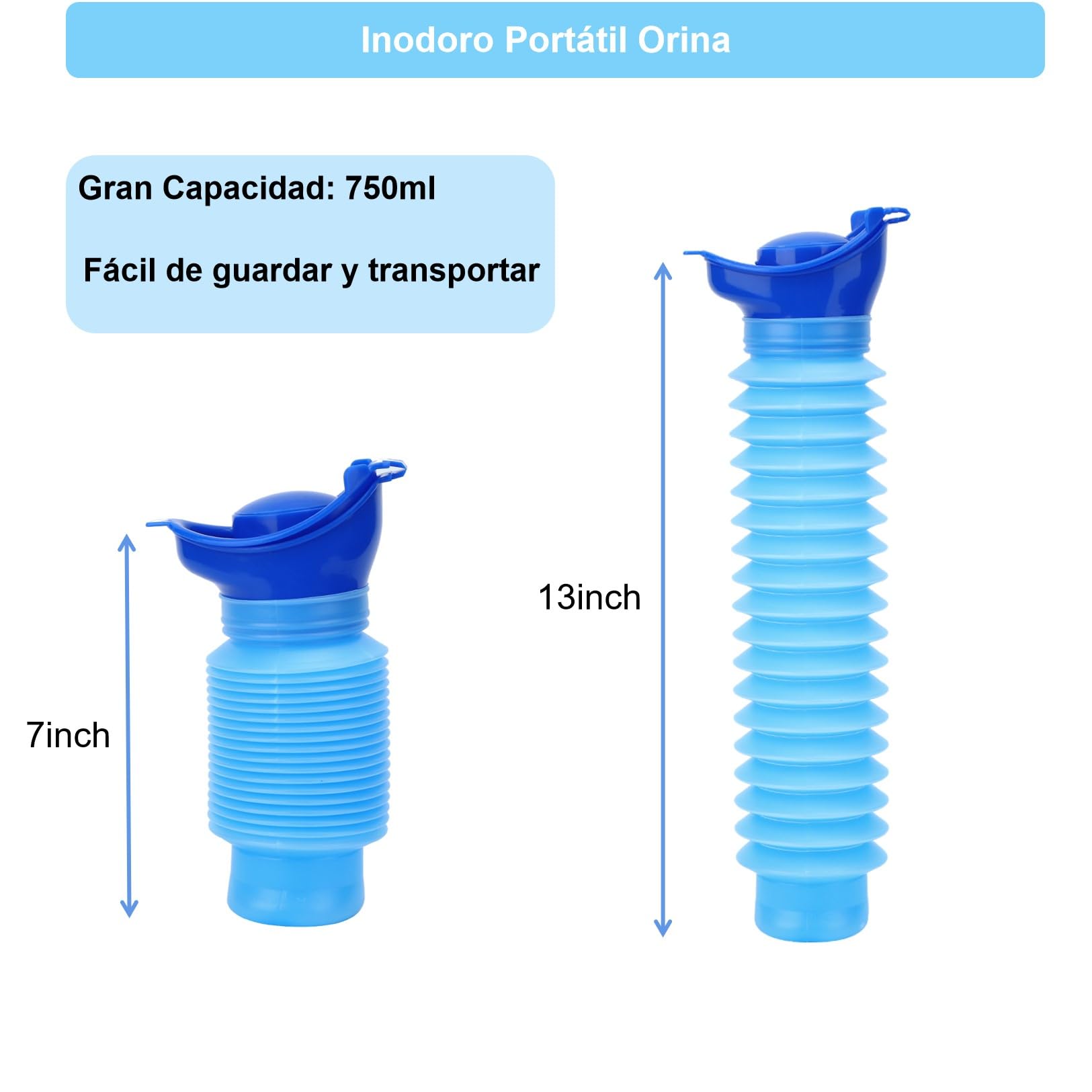 Orinal Móvil Orinal de Emergencia Reutilizable Violeta 750ml para Niños