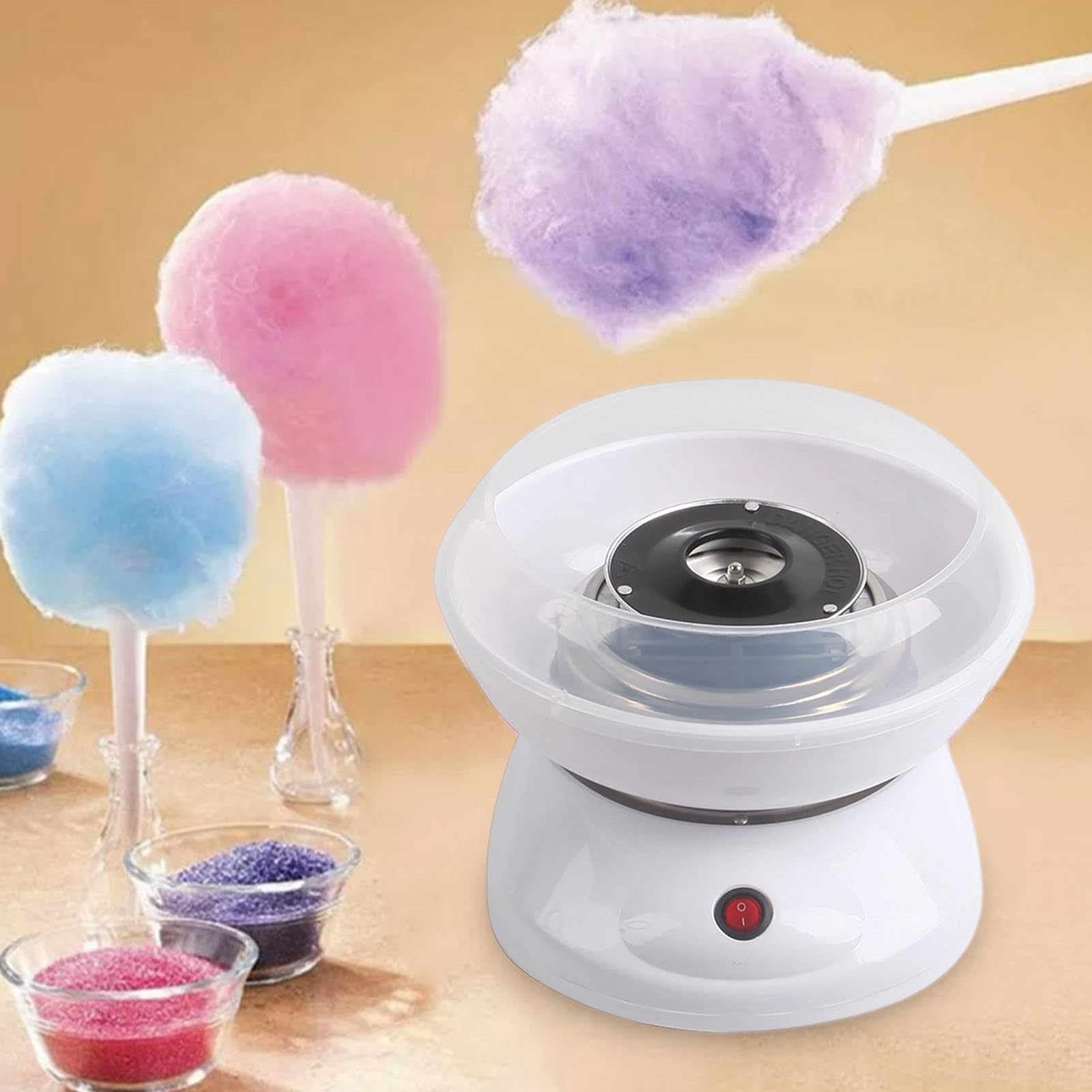 HIXIP Máquina de algodón de azúcar para niños - Máquina eléctrica para Hacer algodón de azúcar - Fácil de Usar y Limpiar con Placa Prueba de Salpicaduras de Calidad alimentaria, máquina Retro