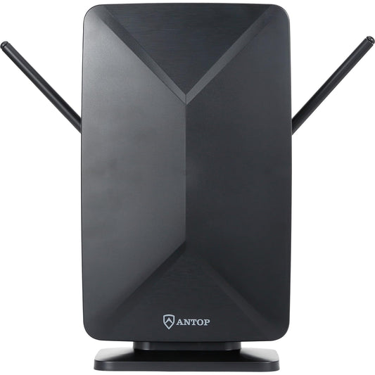 Antena Digital HD ANTOP Negra Amplificada con Recepción VHF/UHF para Interiores y Exteriores
