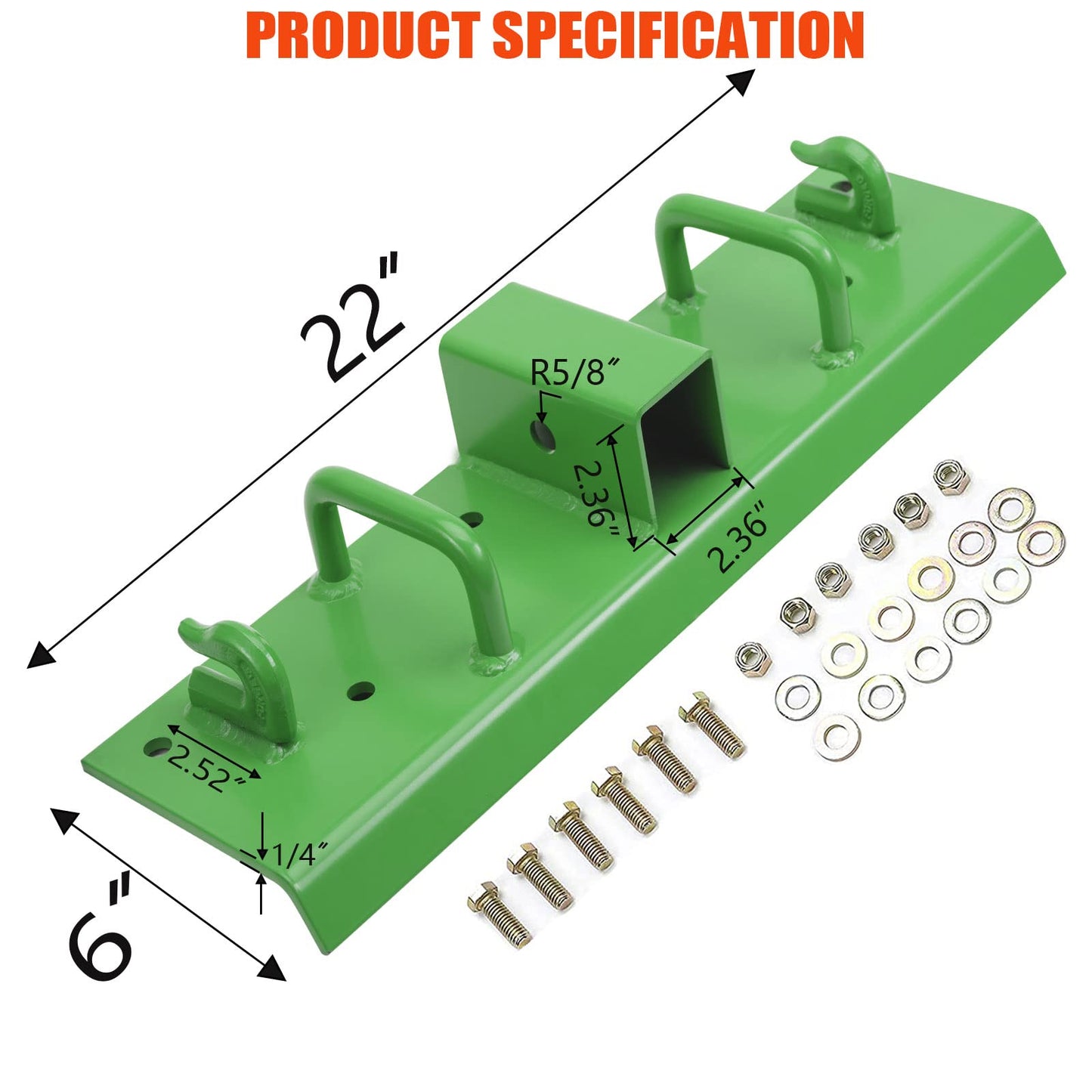 ONECHOI - Ganchos para cubeta de tractor, ganchos de tornillo de 2 pulgadas, ganchos de agarre de acero forjado G70, asas de remolque y agarre, pernos de gancho de remolque con borde curvado de 60° para cubeta John Deere (cubeta de servicio estándar de 1.
