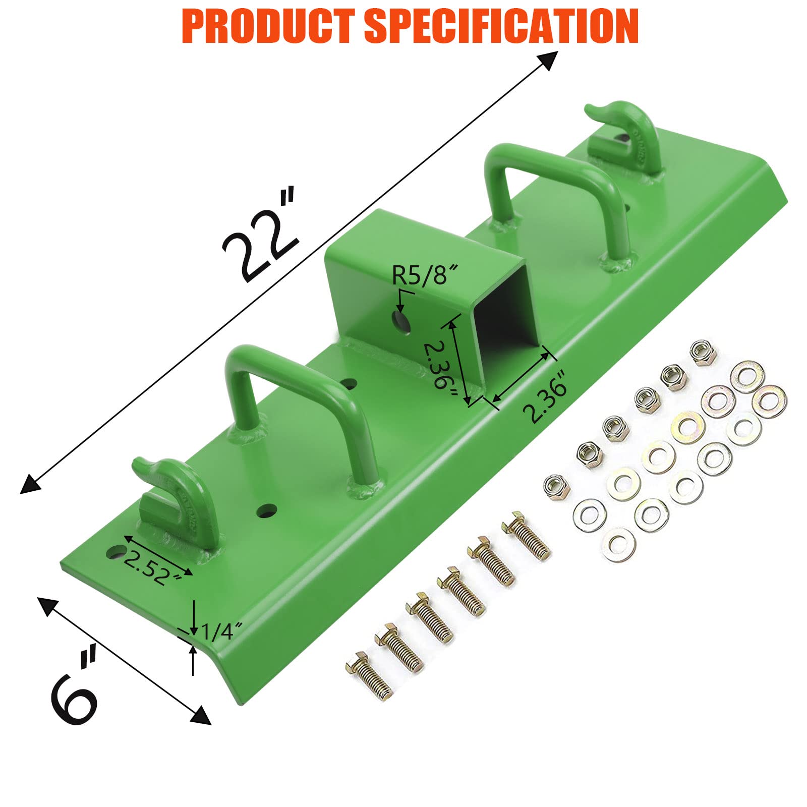 ONECHOI - Ganchos para cubeta de tractor, ganchos de tornillo de 2 pulgadas, ganchos de agarre de acero forjado G70, asas de remolque y agarre, pernos de gancho de remolque con borde curvado de 60° para cubeta John Deere (cubeta de servicio estándar de 1.