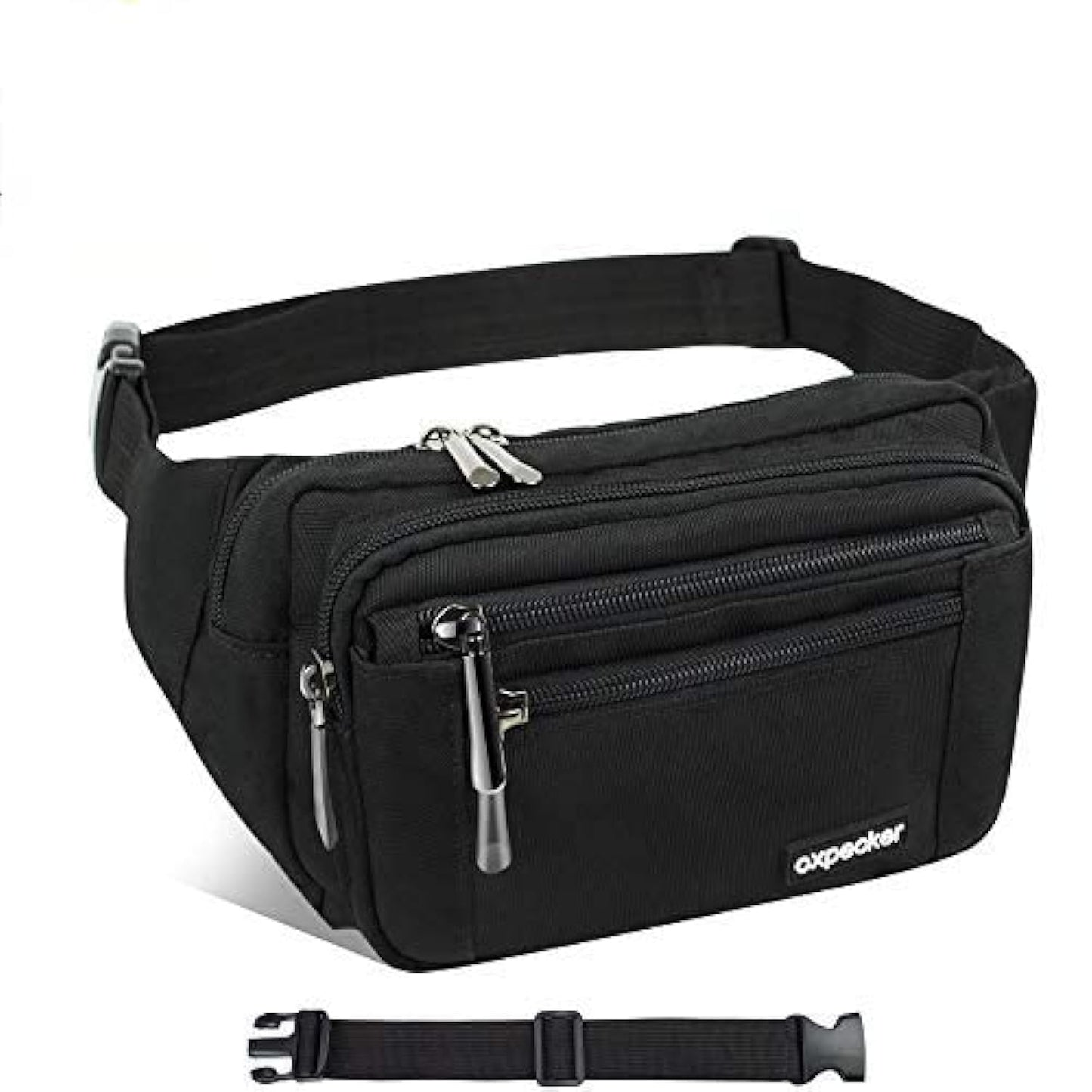 Riñonera Oxpecker Negra impermeable con Correa Ajustable para Hombres y Mujeres