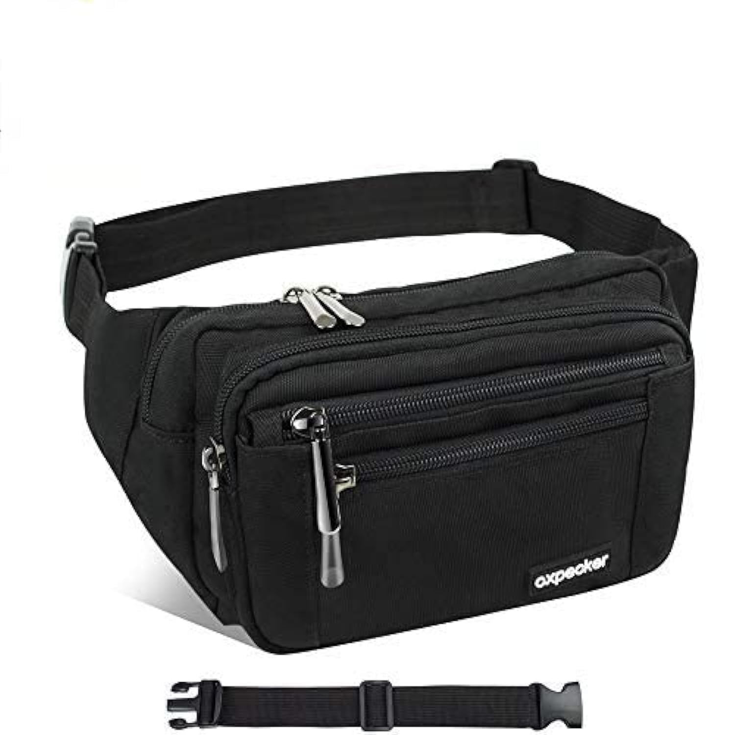 Riñonera Oxpecker Negra impermeable con Correa Ajustable para Hombres y Mujeres