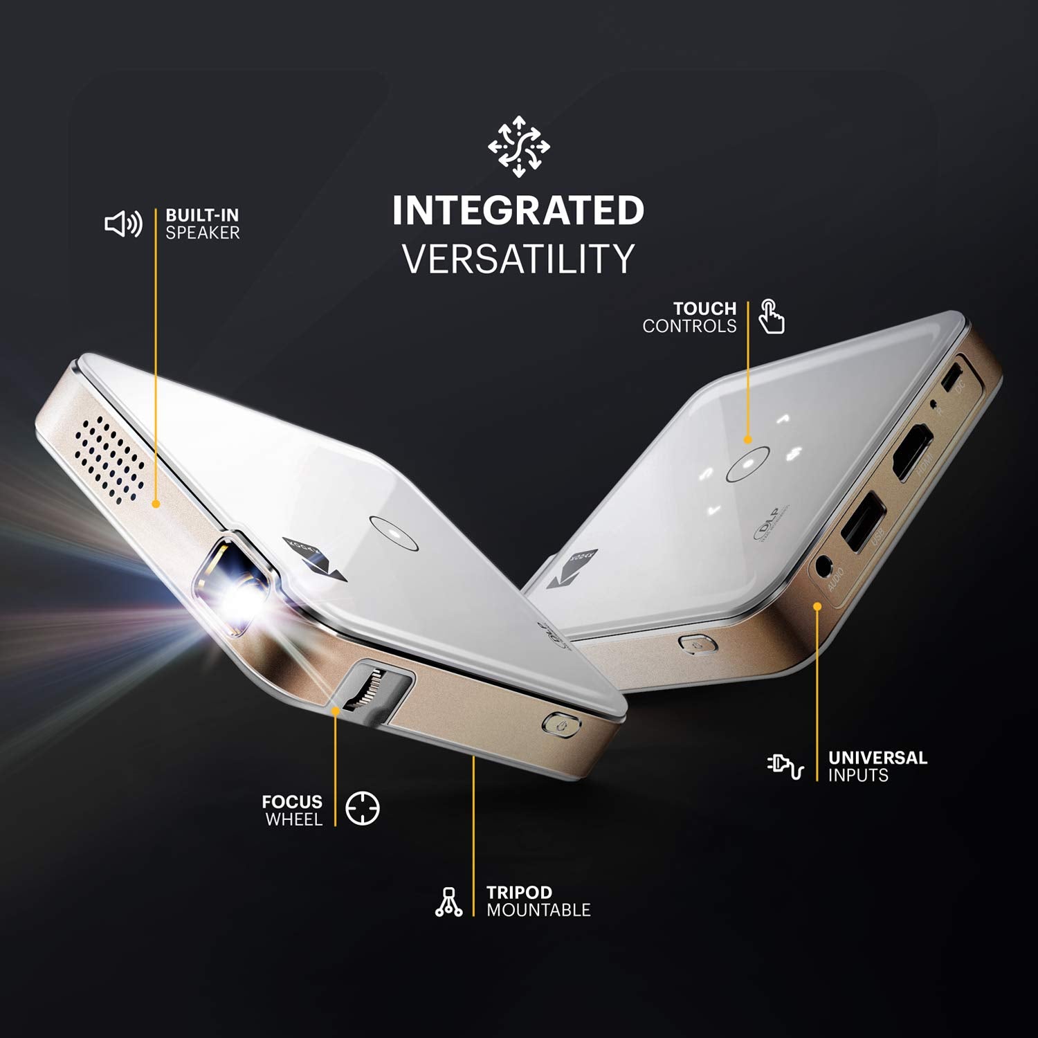 KODAK - Luma 150 Ultra Mini Pocket Pico Proyector – Batería recargable integrada y bocina, 1080P compatible con proyector portátil inalámbrico led DLP de película y video de viaje, se conecta a iPhone y Android