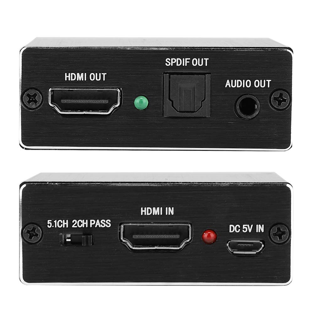 Convertidor de Audio Digital a analógico, 4K x 2K HDMI 1.4 Extractor de Audio 5.1 Adaptador de Convertidor de fibra óptica de Canal de Sonido para Reproductor/Amplificador de DVD