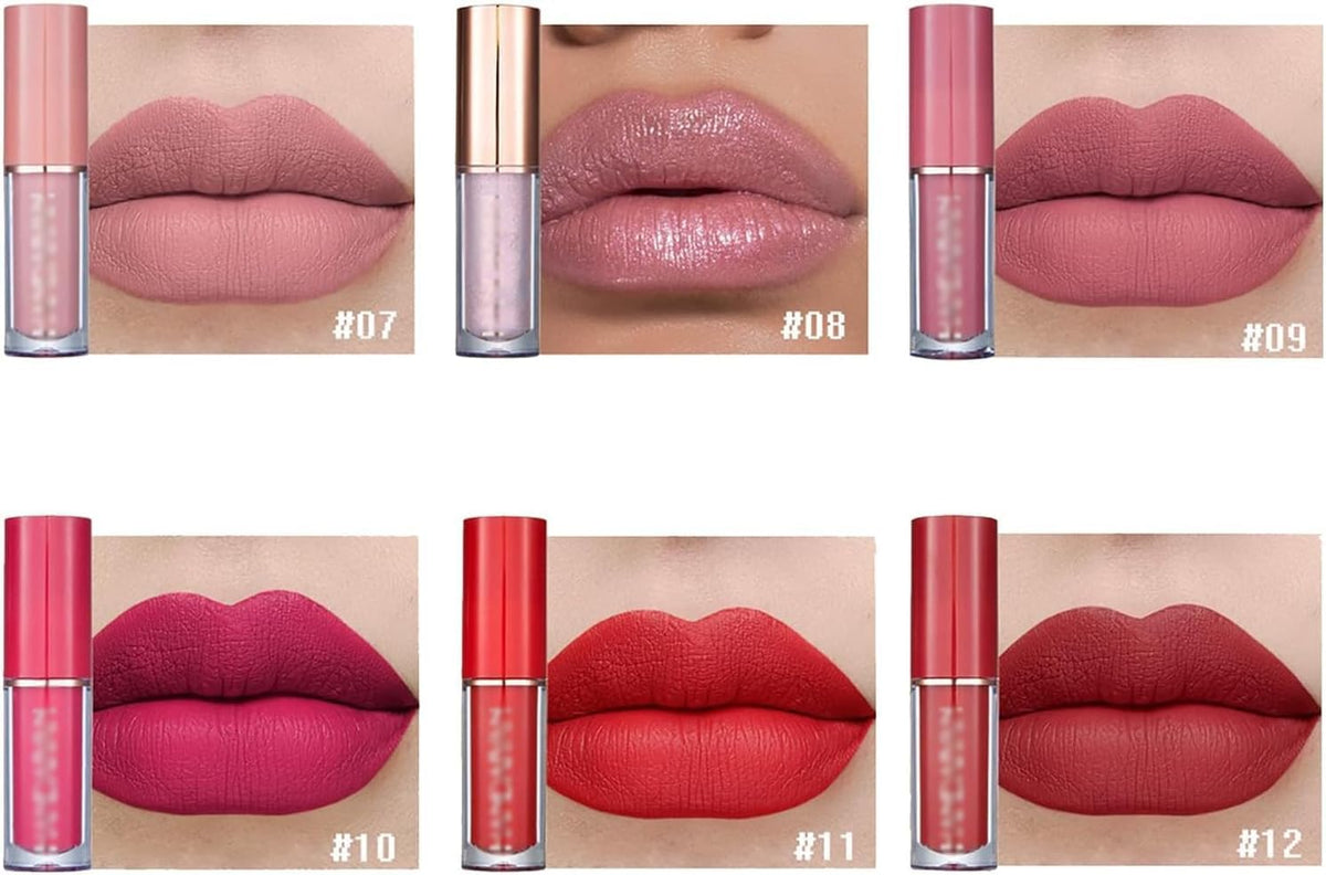 Aofong Set de 12 Lápices Labiales Líquidos Mate Aterciopelados