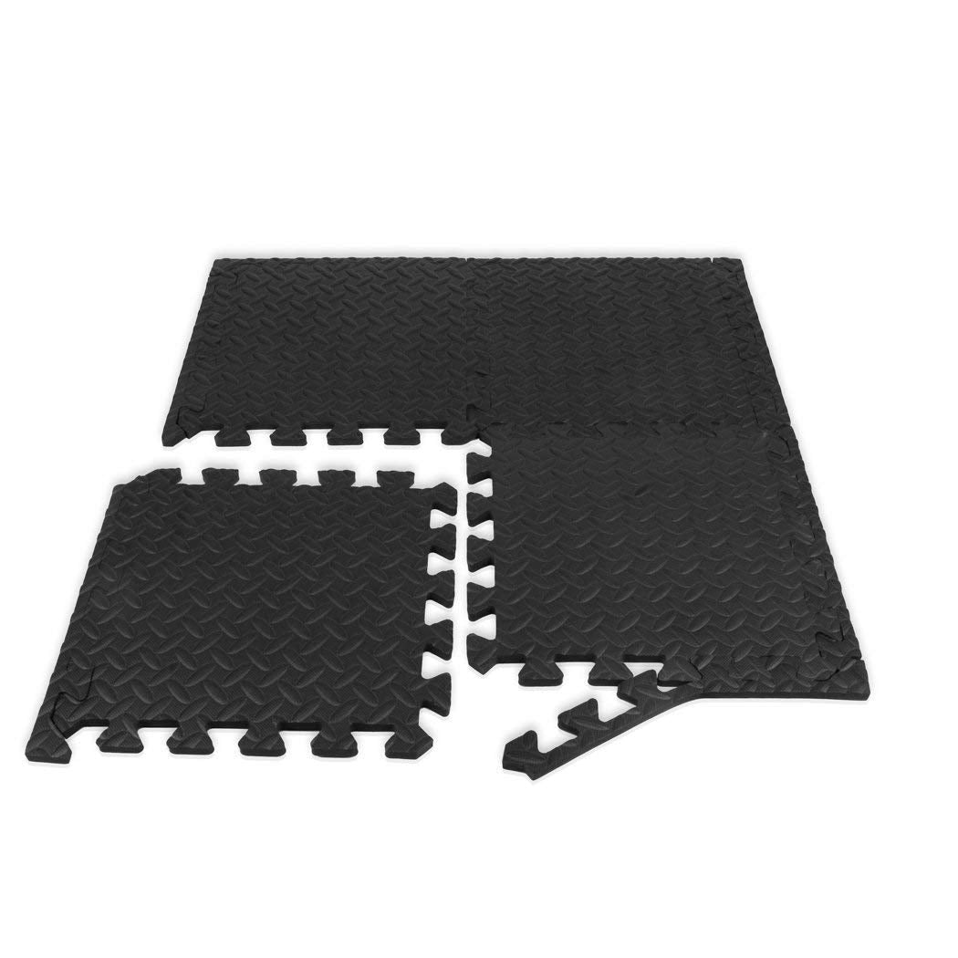 Alfombrilla Protectora de Suelos 9HORN Gris con Azulejos Entrelazados de Espuma EVA para Gimnasio y Yoga