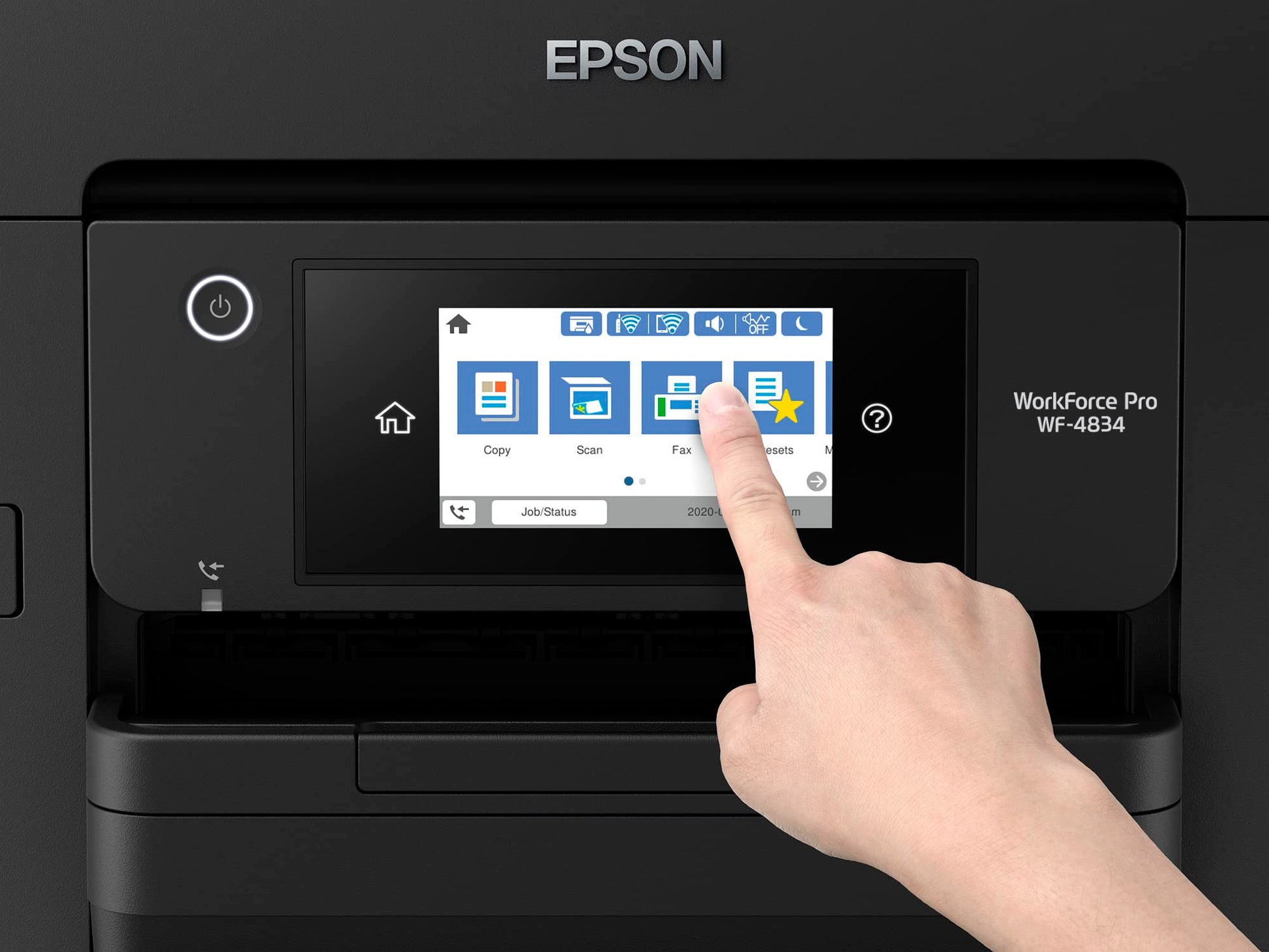 Epson Workforce Pro WF-4834 Impresora inalámbrica Todo en uno con impresión automática de 2 Caras, Copia, escaneo y fax, ADF de 50 páginas, Capacidad de Papel de 500 Hojas y visualización táctil a
