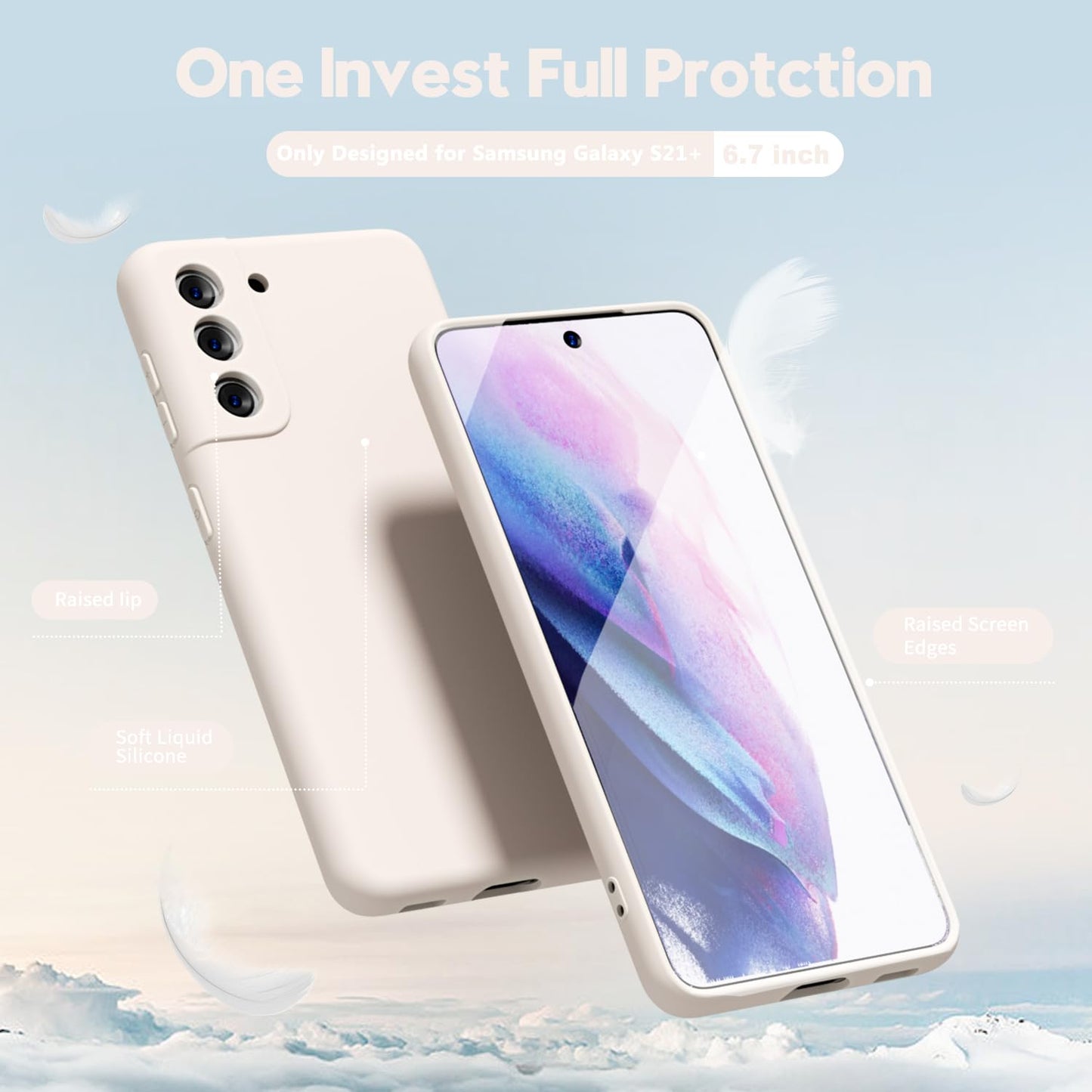 oakxco - Funda de silicona líquida para Samsung Galaxy S21, diseño estético, sólido mate y resistente a los golpes, color beige