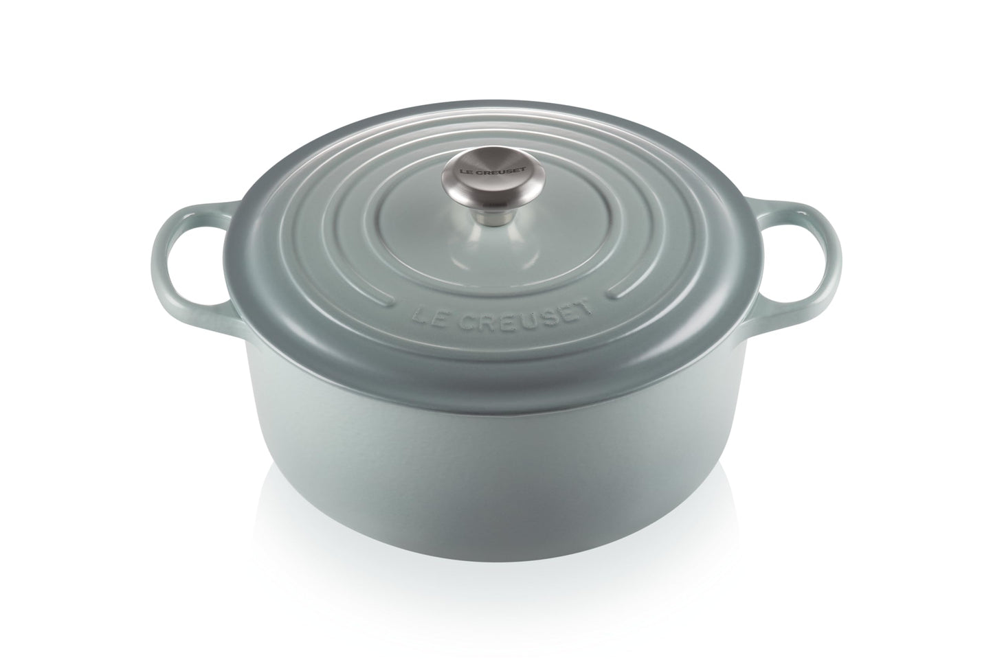 Le Creuset Horno holandés redondo de hierro fundido esmaltado con tapa, 7.25 cuartos de galón, sal marina