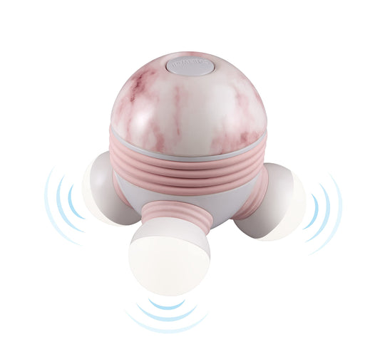 HoMedics Marbelous Mini masajeador pequeño y fácil de usar, funciona con pilas, masaje relajante para cuello, hombros, piernas, alivia la tensión, nodos de masaje iluminados, rosa