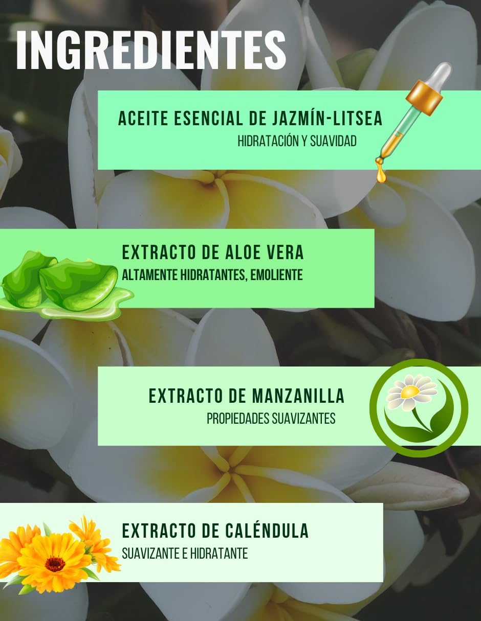 OLEUM VITAE Gel de Ducha con Aceite Esencial de Litsea. Altamente hidratante. Con Extractos de Caléndula, Aloe Vera y Manzanilla. 250gr