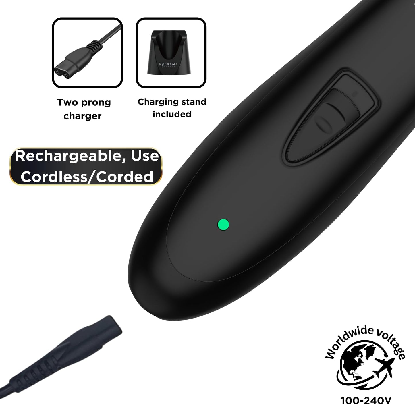 Supreme Trimmer- Recortadora T Shaper DLC para hombres (tiempo de funcionamiento de 120 minutos) Recortadora de barbero profesional de bajo ruido para personas sensibles