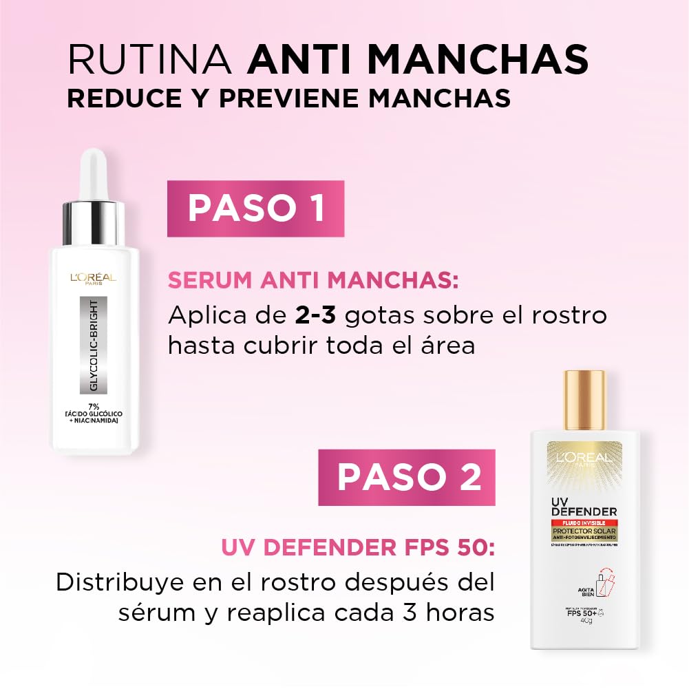 Kit L'Oréal Paris Sérum Anti Manchas Glycolic Bright + UV Defender Fluid FPS50