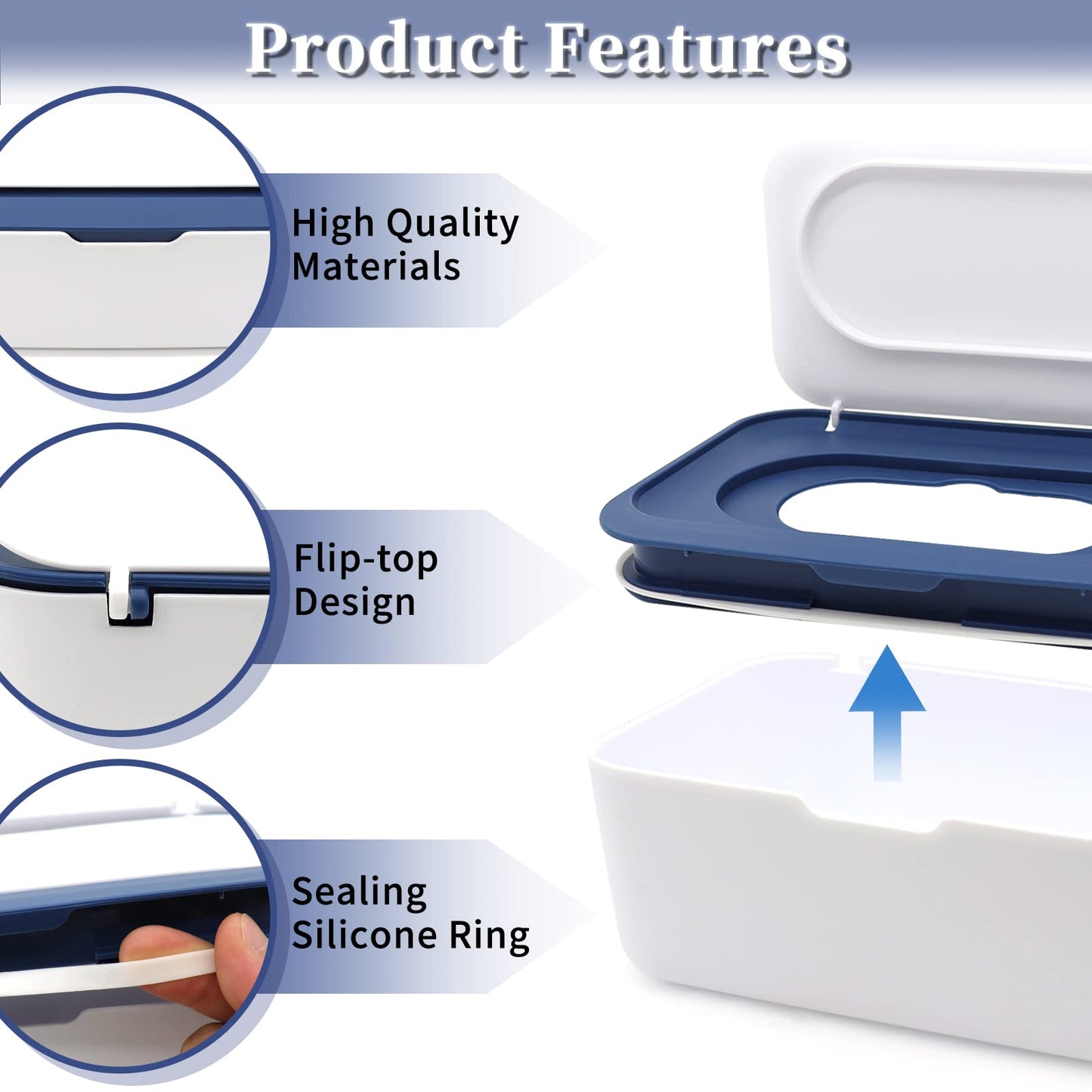Dispensador de toallitas para bebé, soporte para toallitas de pañales con tapa, contenedor recargable con diseño de sellado, caja de almacenamiento para toallitas desechables para baño, mantiene las toallitas frescas, fácil de abrir y cerrar