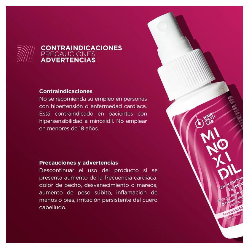 Solución Tópica Minoxidil Hair Birth Lab Transparente Sin Aroma para Mujer 60 ml 3 Pack